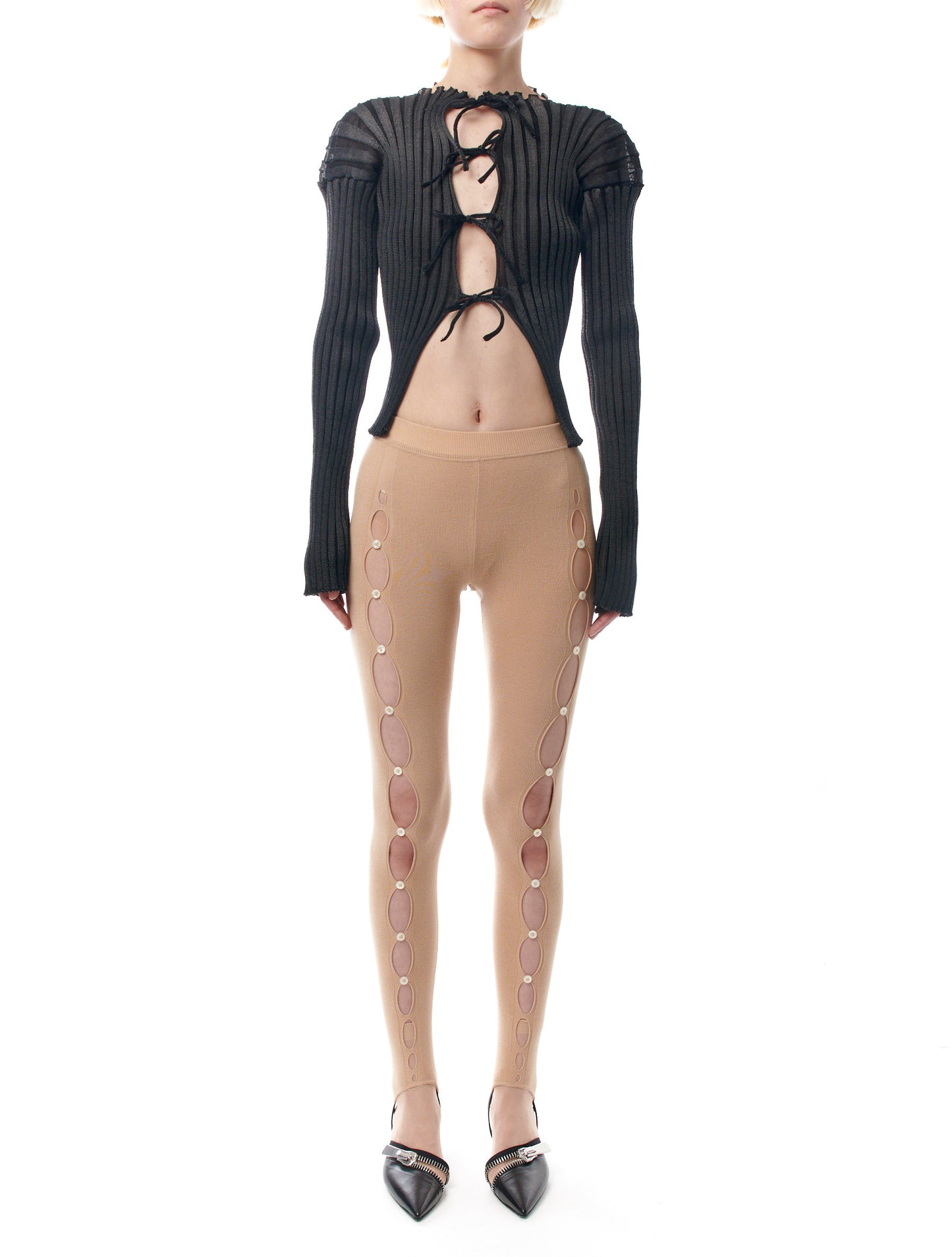 Rui Beige Cutout Stirrup Leggings