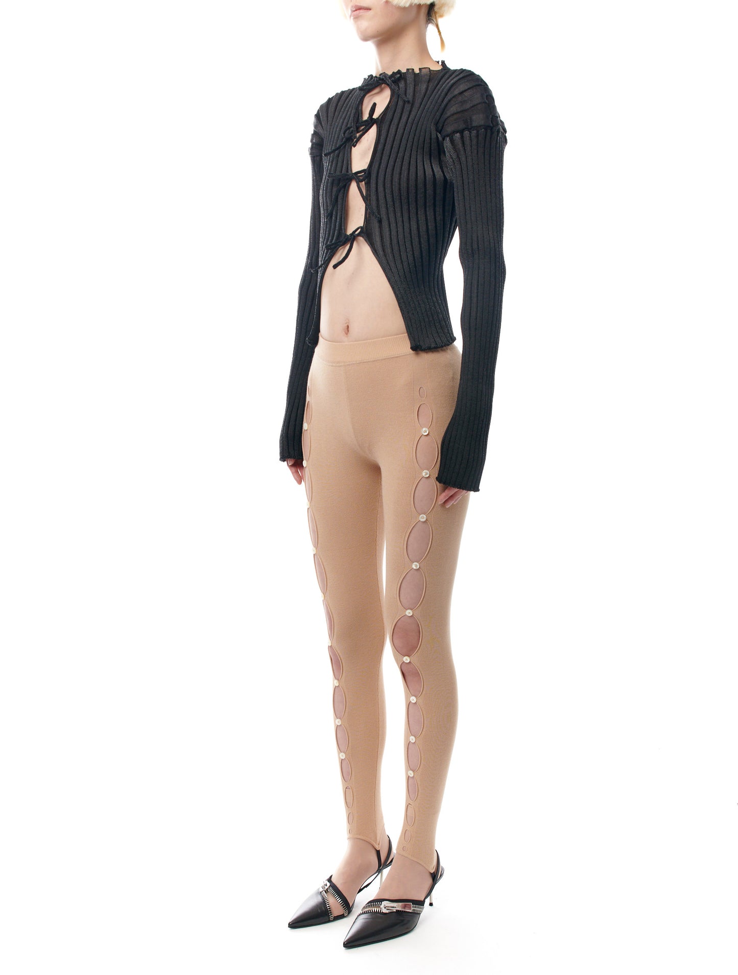 Rui Beige Cutout Stirrup Leggings