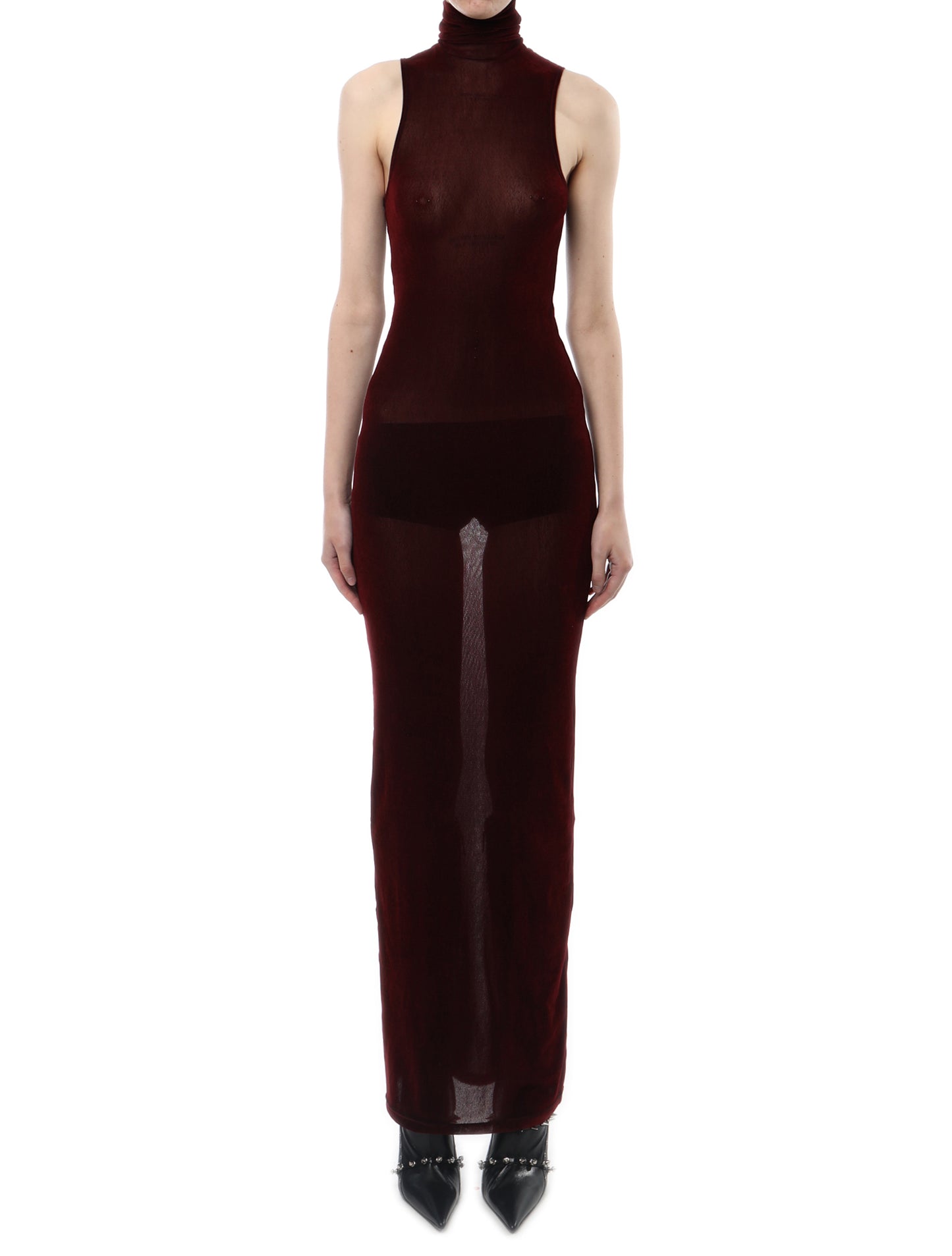 PRISCAVera Velvet Mesh Maxi Dress