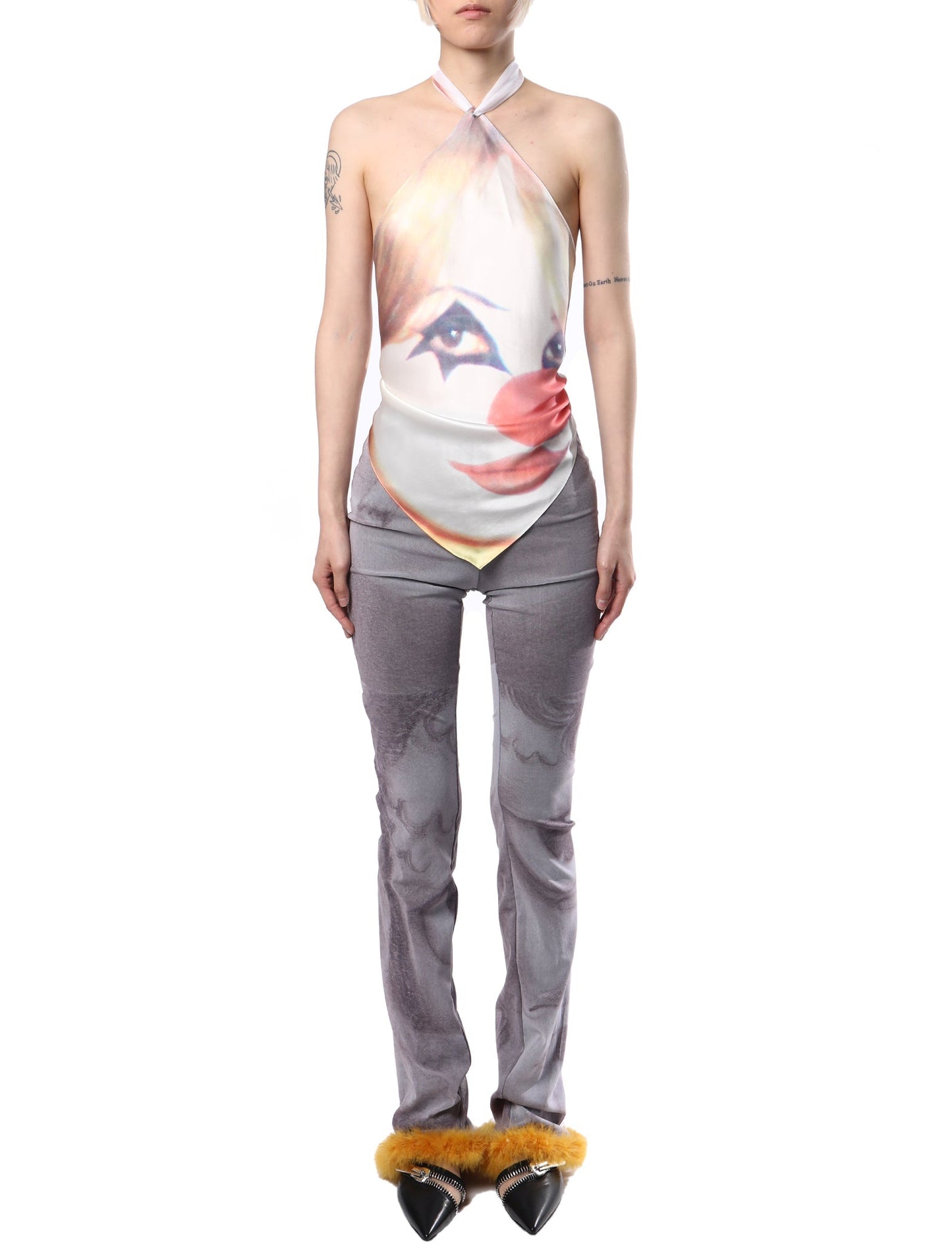 Cowboys of Habit Clown Silk Halter Neck Top