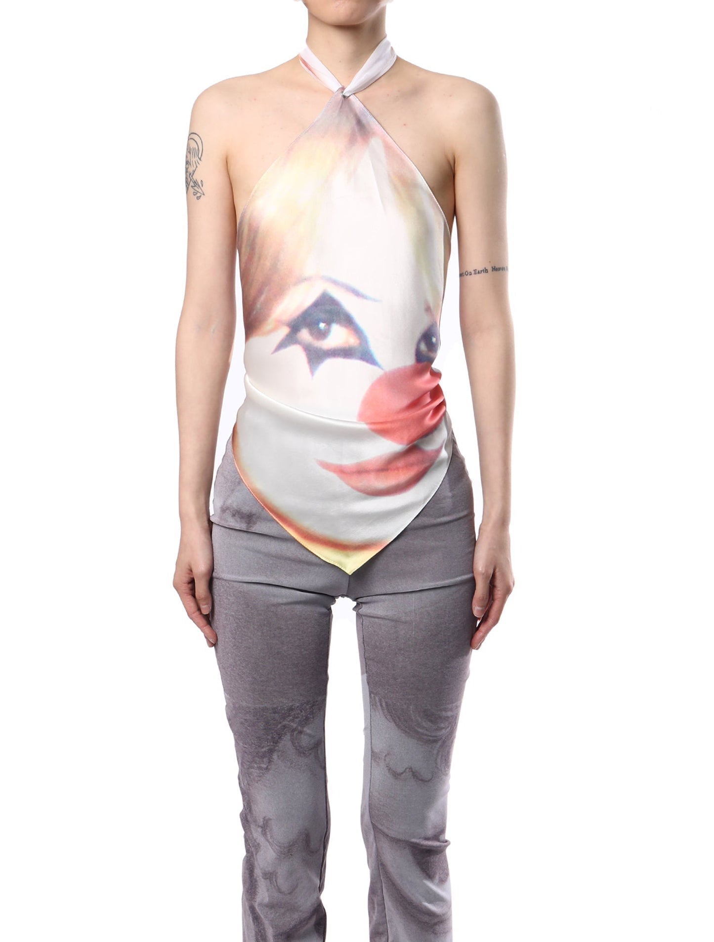 Cowboys of Habit Clown Silk Halter Neck Top