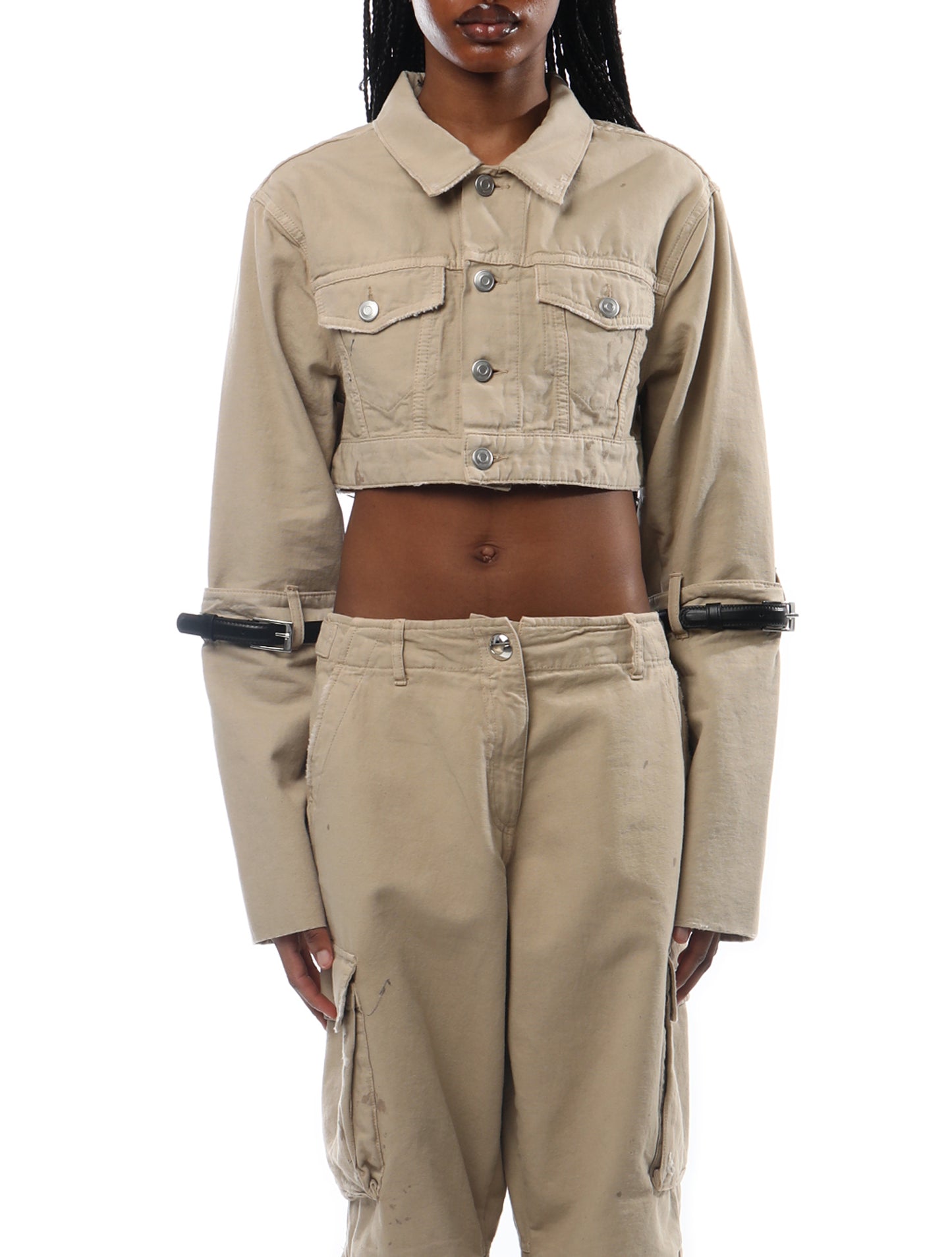 Coperni Hybrid Canvas Cropped Jacket