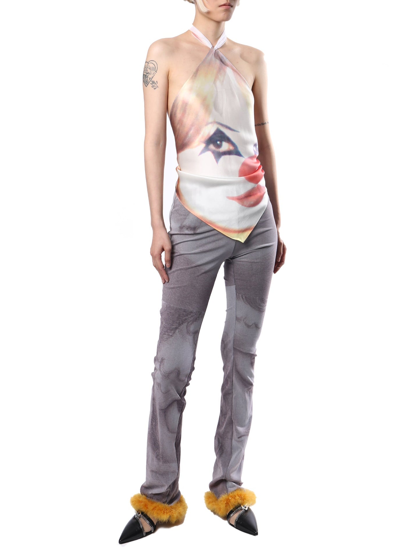 Cowboys of Habit Clown Silk Halter Neck Top