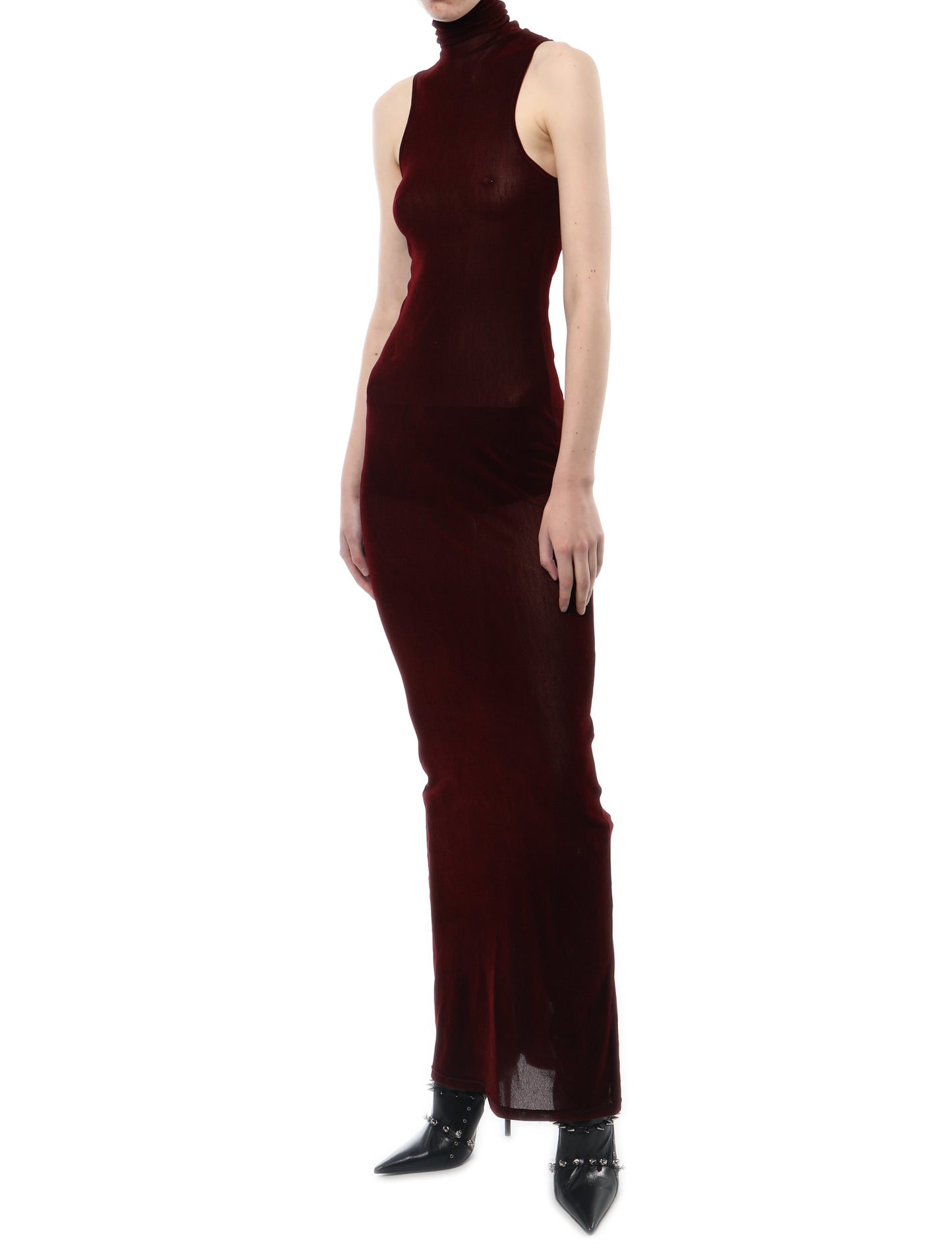PRISCAVera Velvet Mesh Maxi Dress