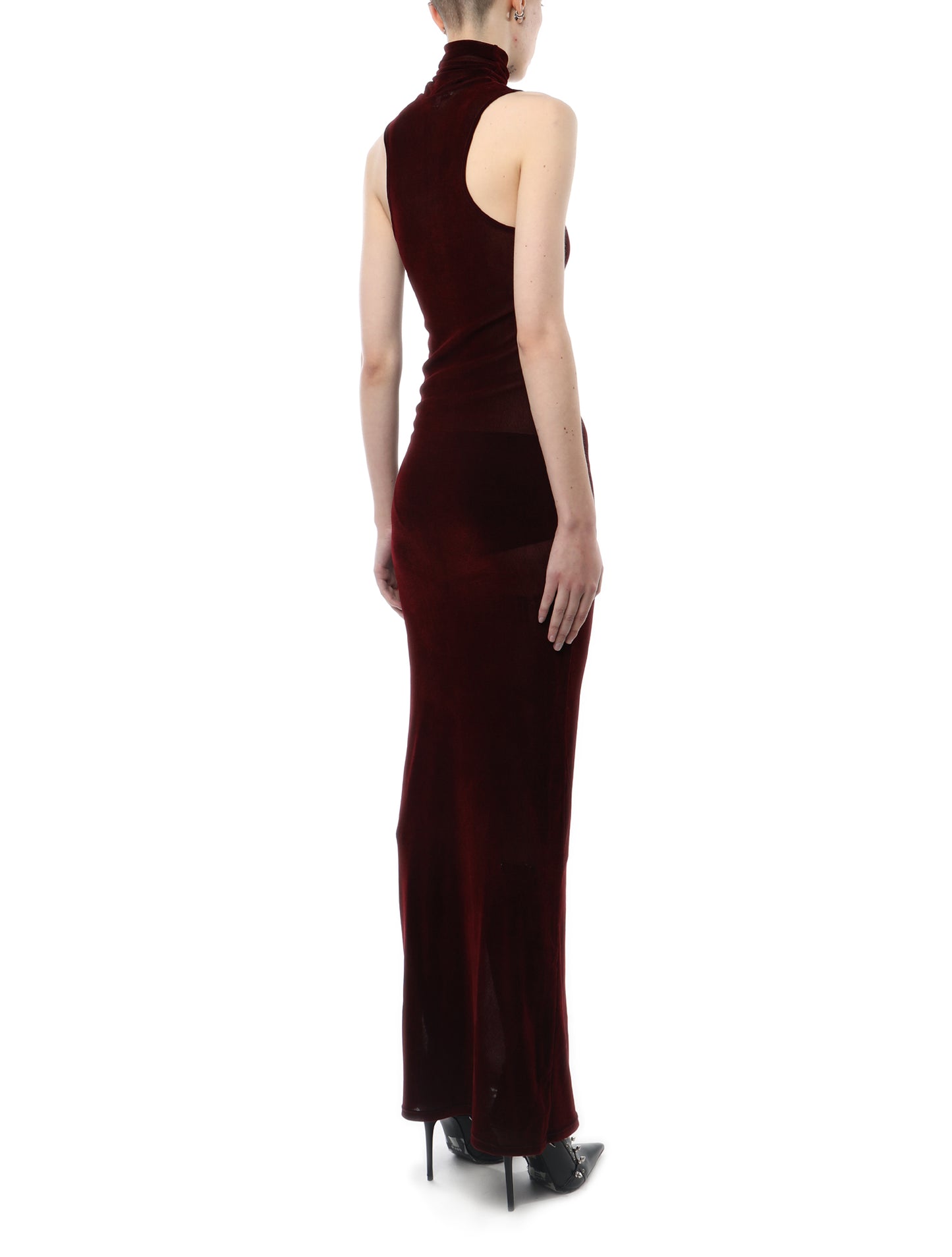 PRISCAVera Velvet Mesh Maxi Dress
