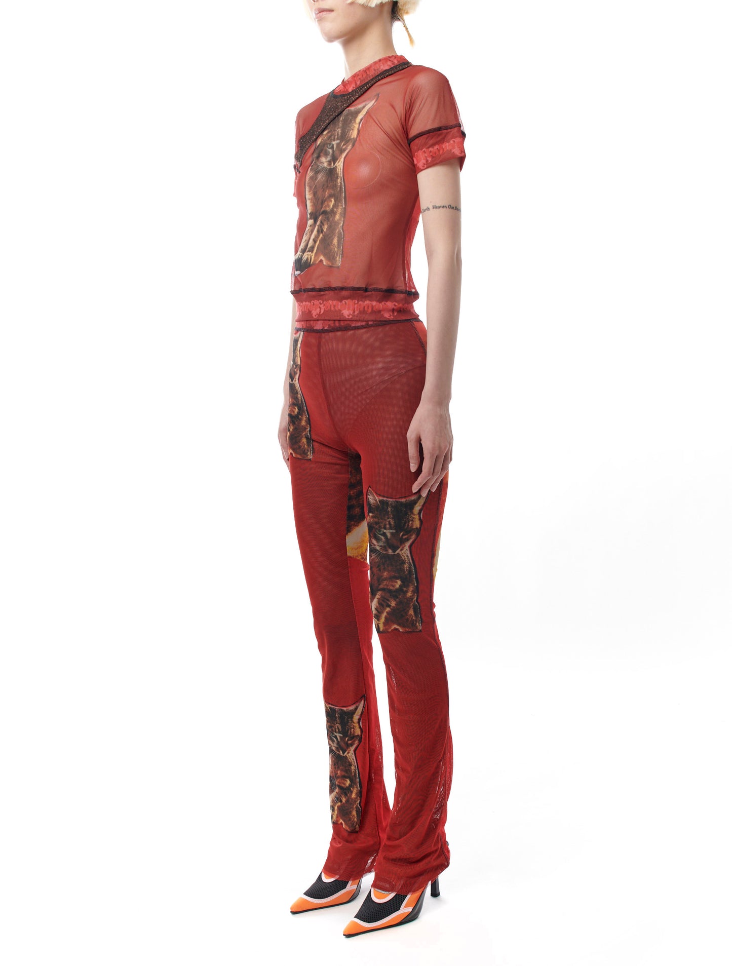 Ottolinger Mesh Cat Print Pants
