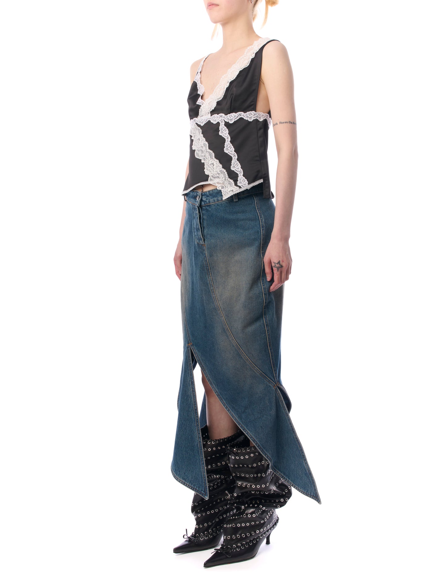 Vaillant Stained Denim Petal Shape Skirt