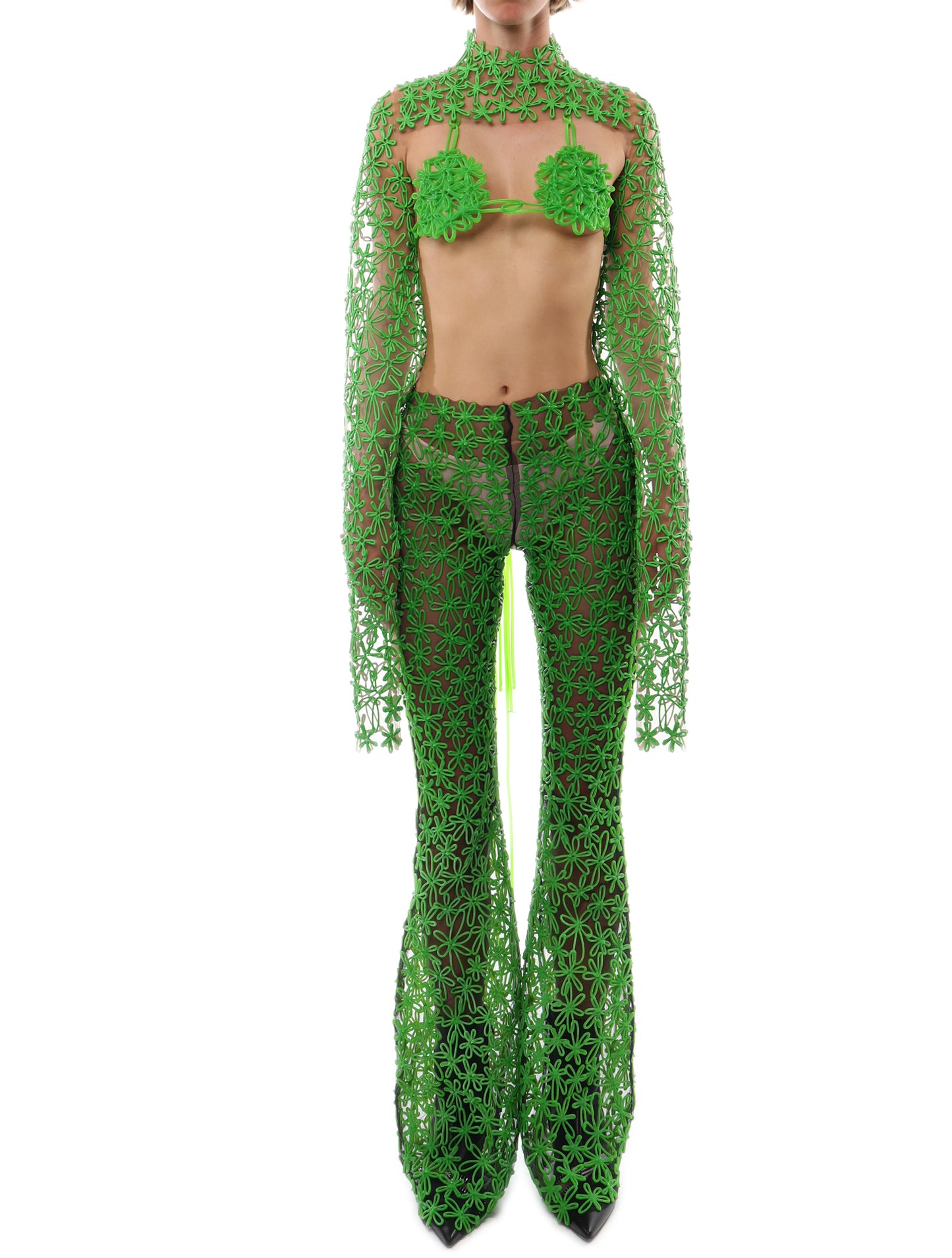 Kasia Kucharska Green Floral Mutton Sleeves