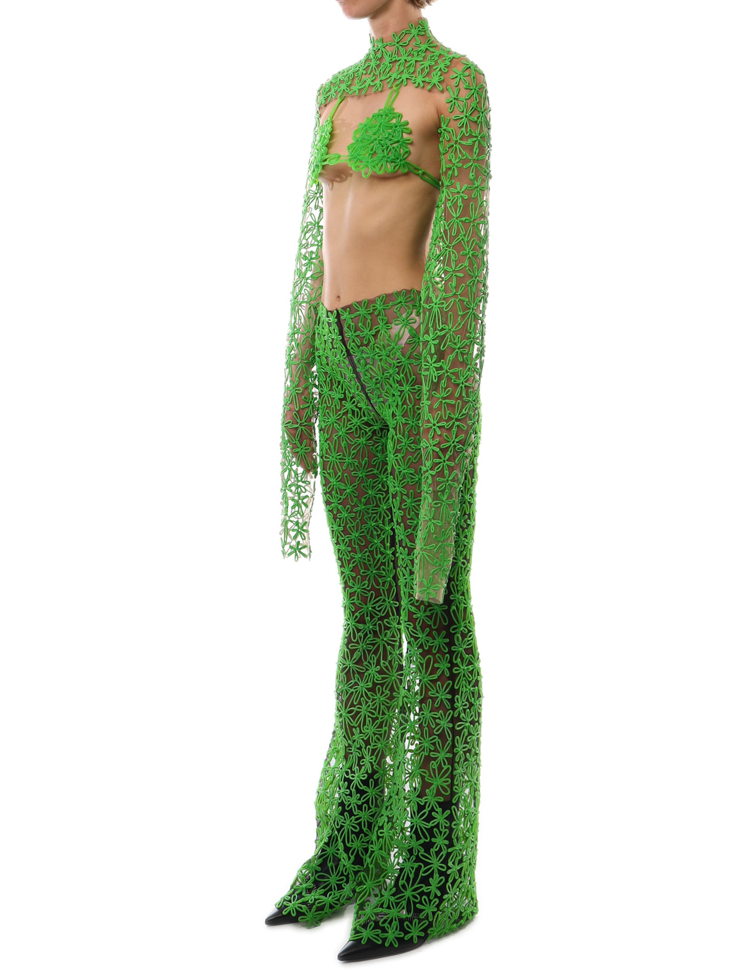 Kasia Kucharska Green Floral Mutton Sleeves
