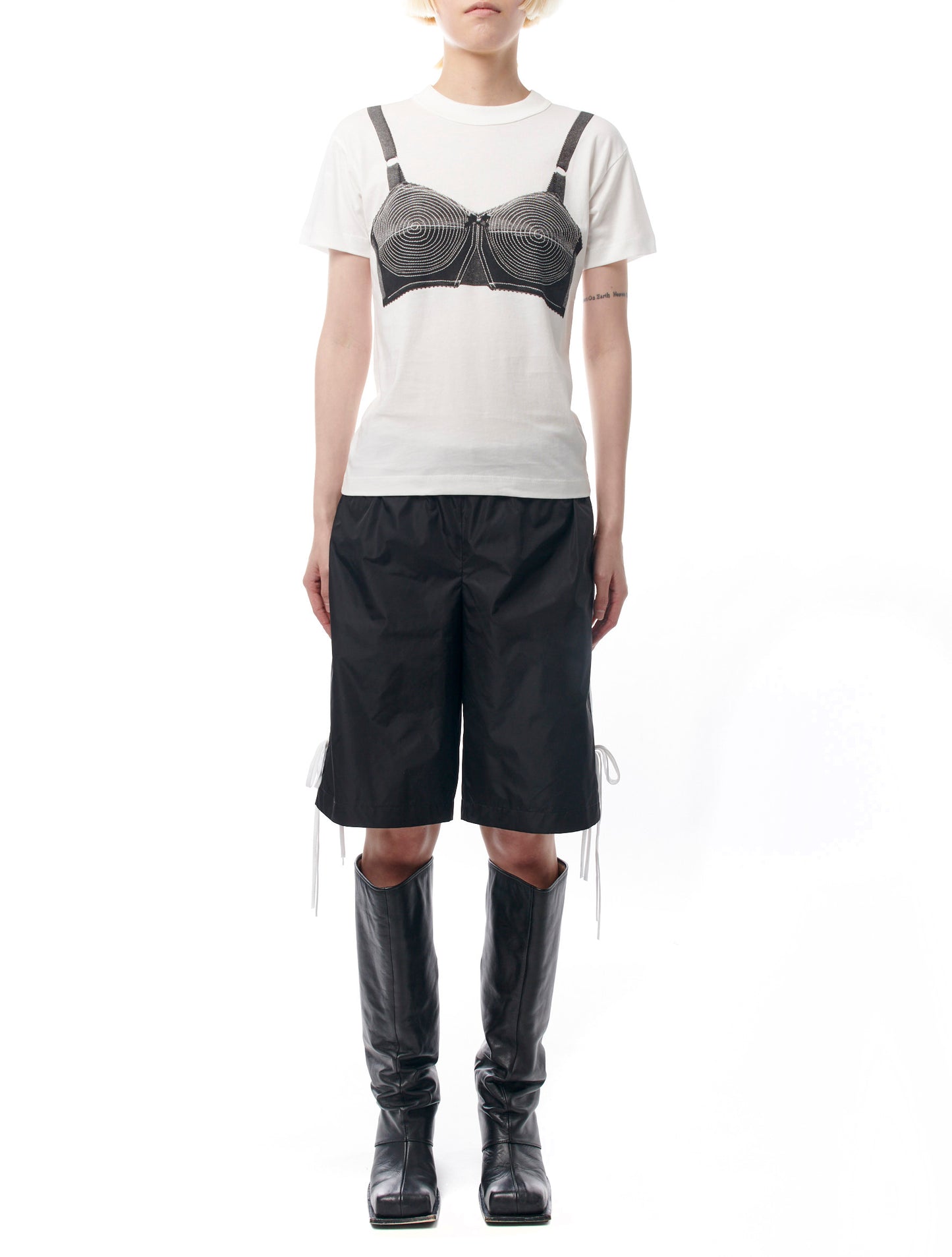 Fidan Novruzova Giada Bow Stripe Nylon Shorts