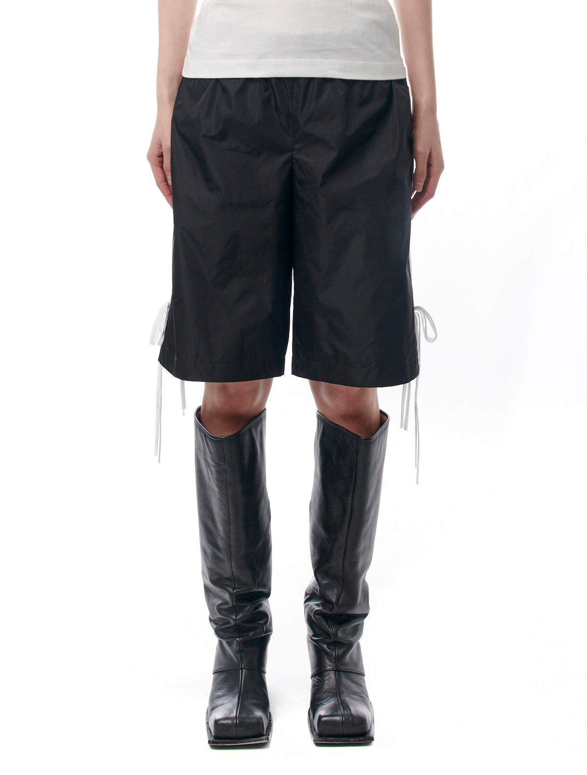 Fidan Novruzova Giada Bow Stripe Nylon Shorts