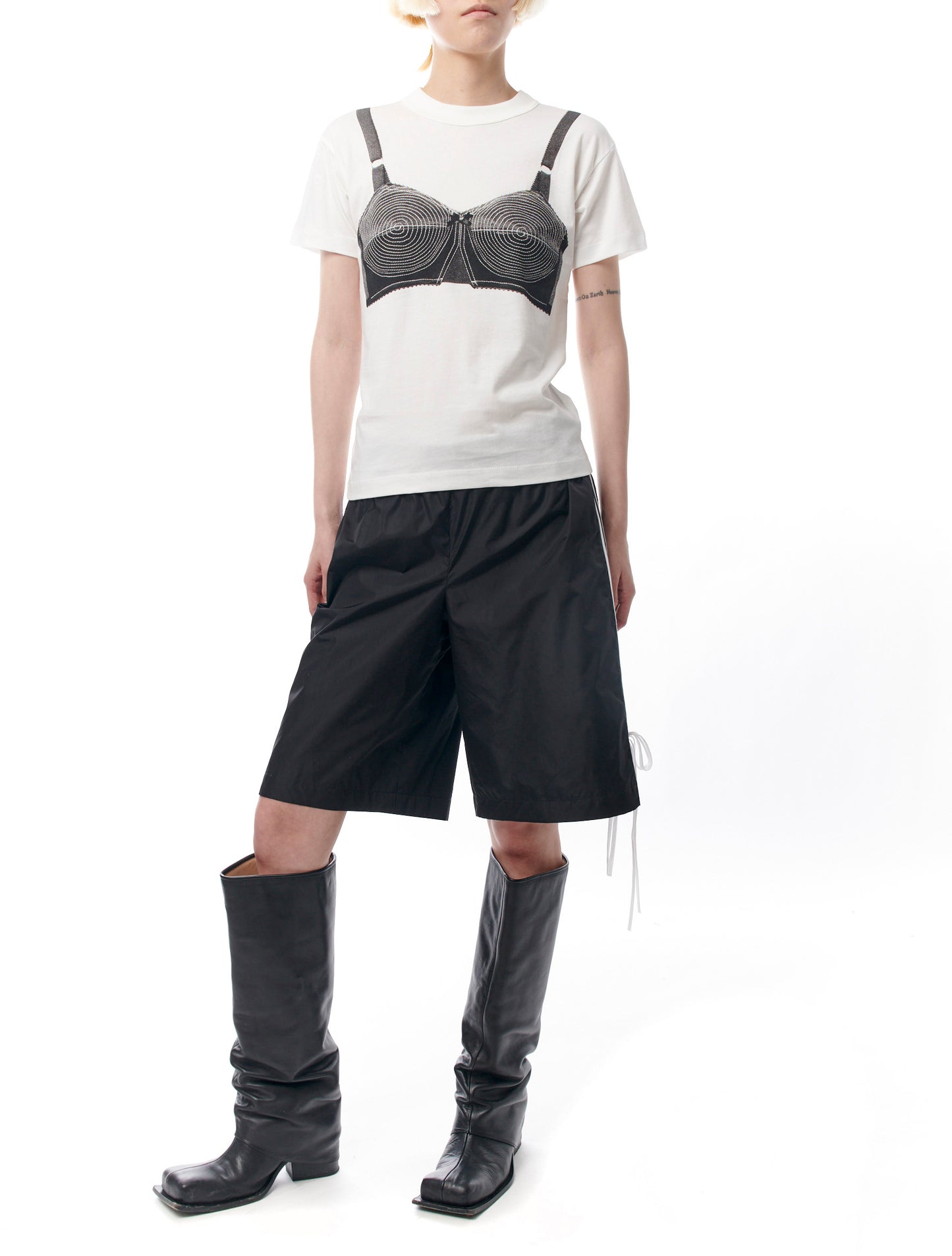 Fidan Novruzova Giada Bow Stripe Nylon Shorts