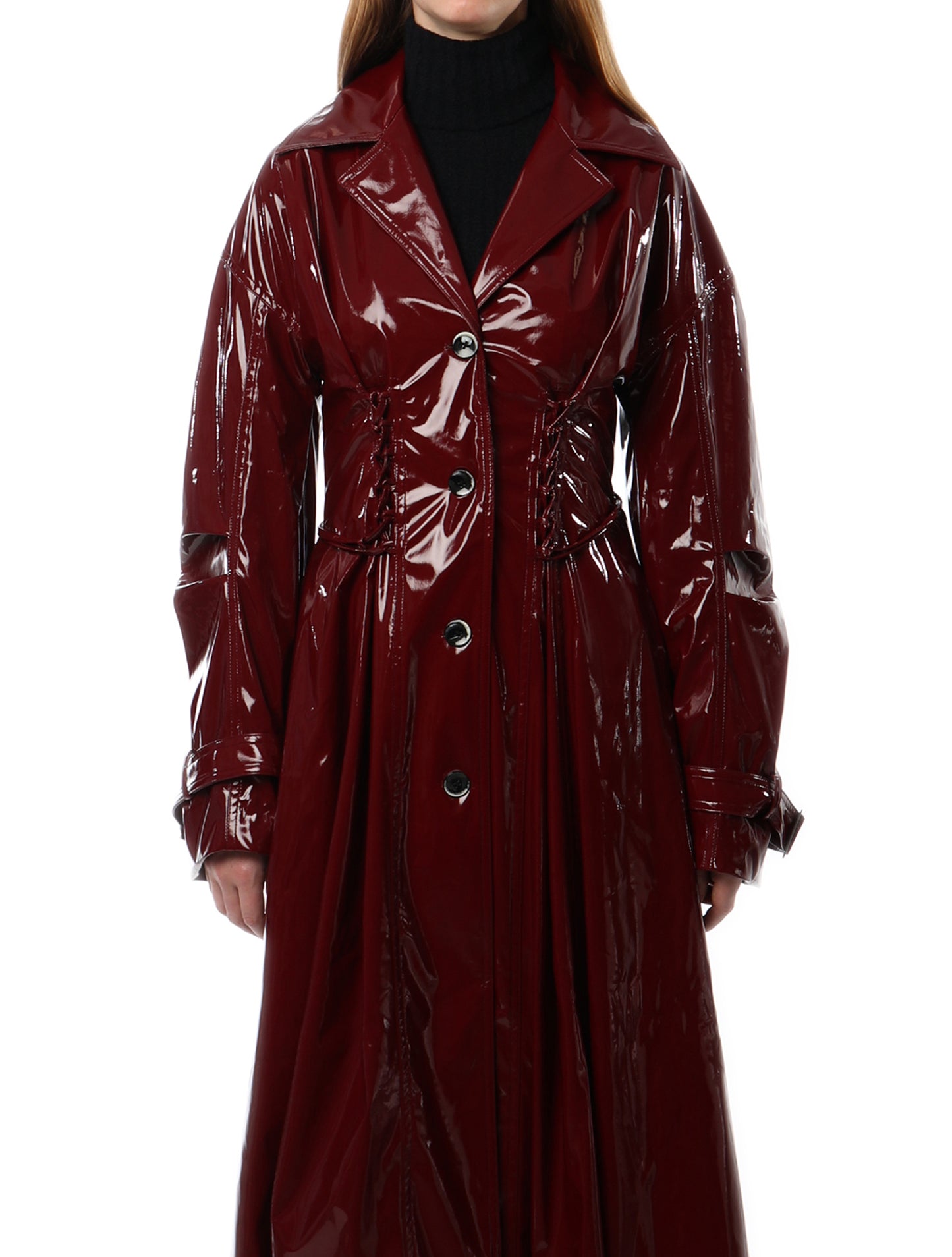 PRISCAVera Vinyl Laced Trench Coat