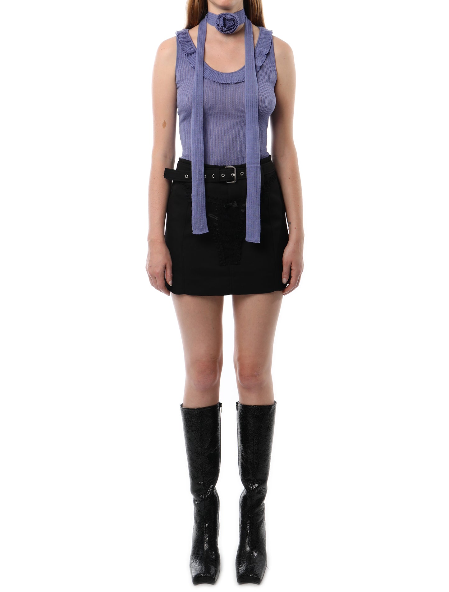 Blumarine Ruffled Knit Tank Top & Scarf