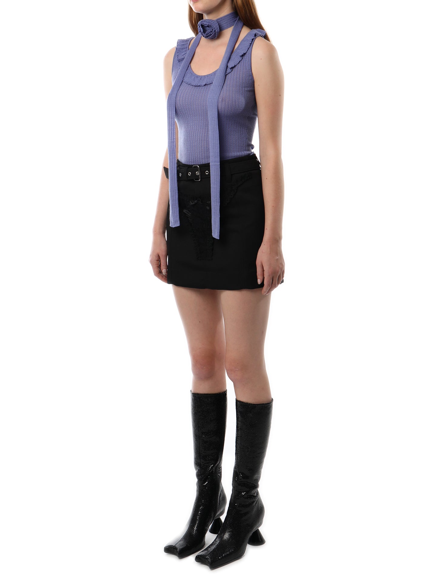 Blumarine Ruffled Knit Tank Top & Scarf