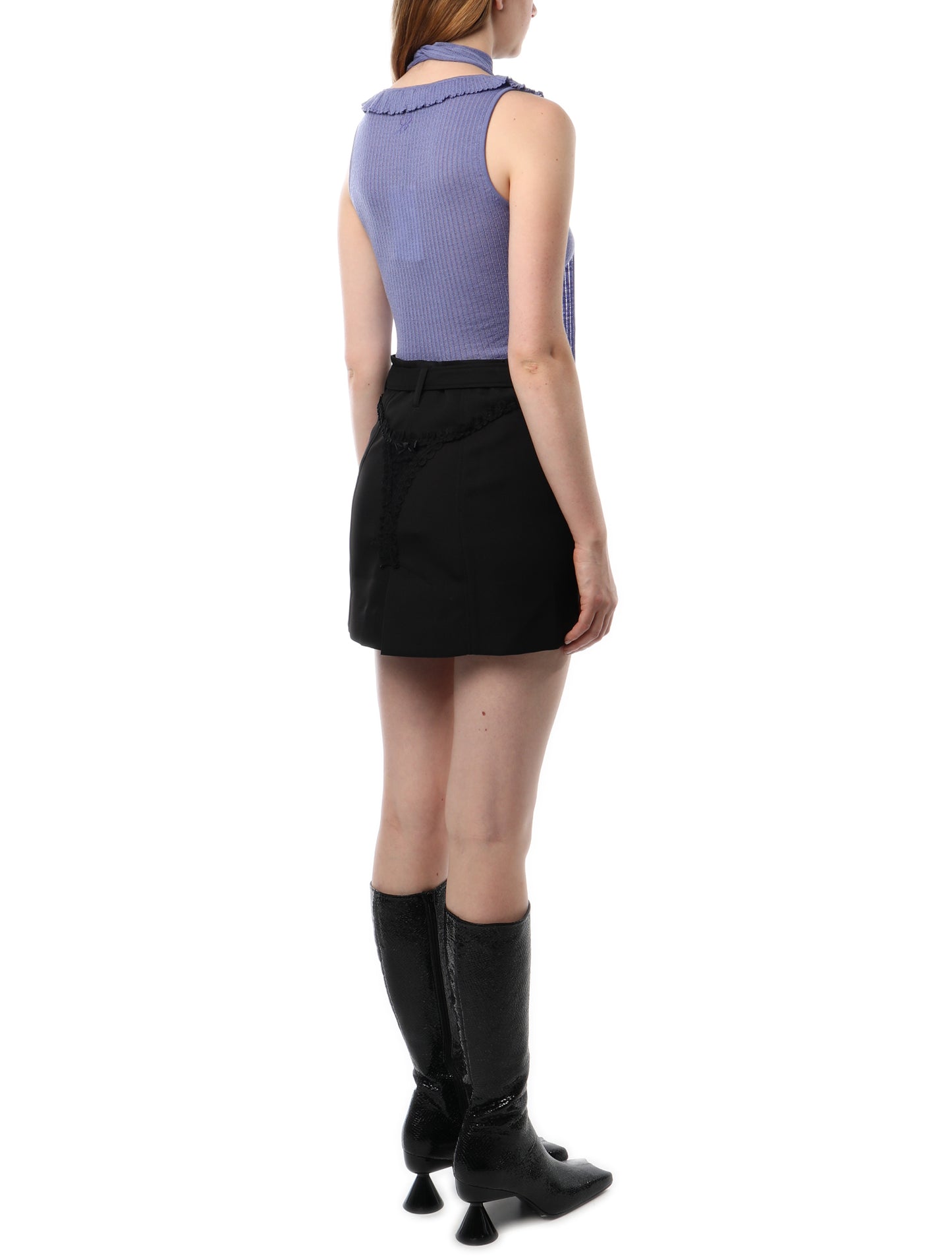 Blumarine Ruffled Knit Tank Top & Scarf