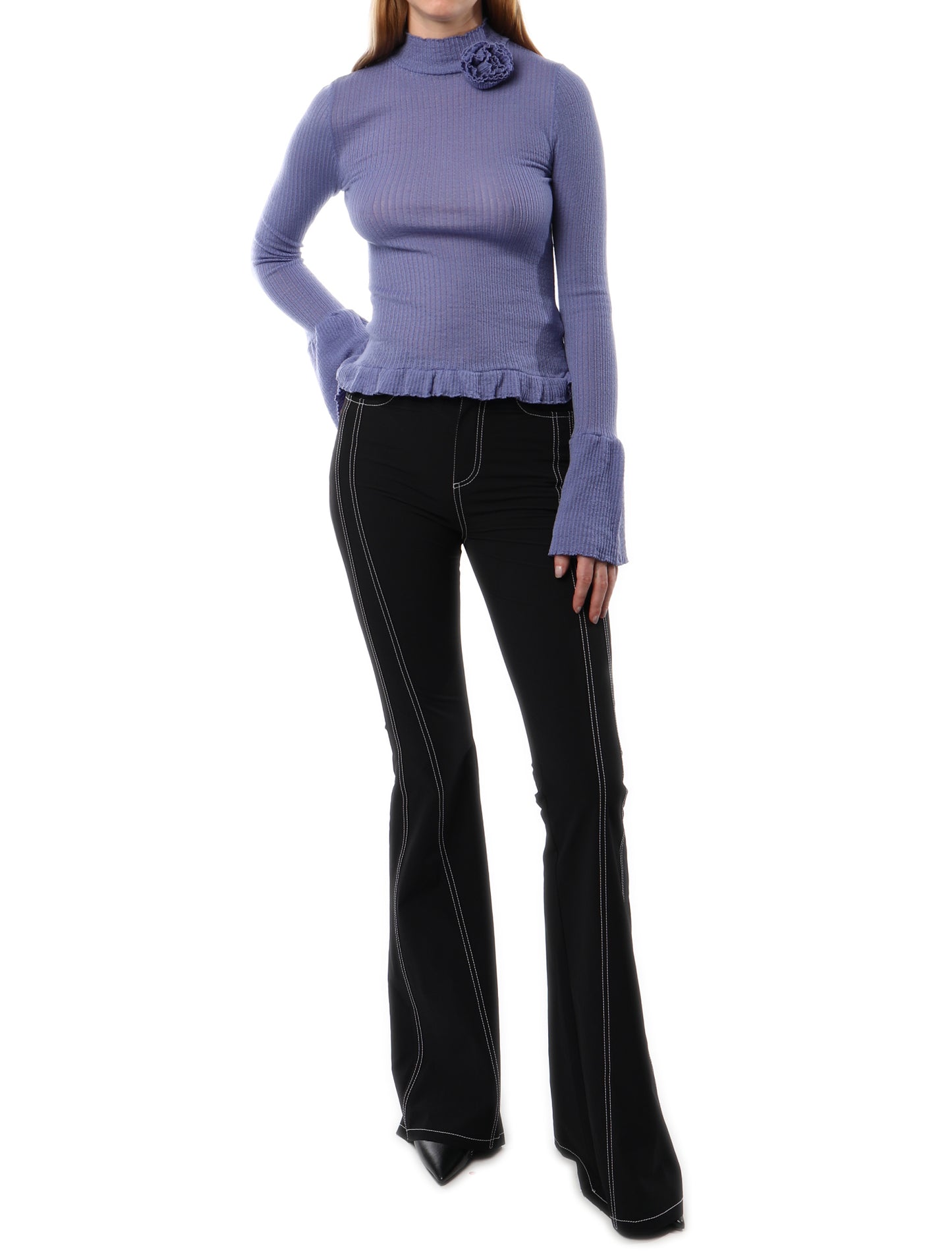 Blumarine Ruffled Trim Knit Sweater