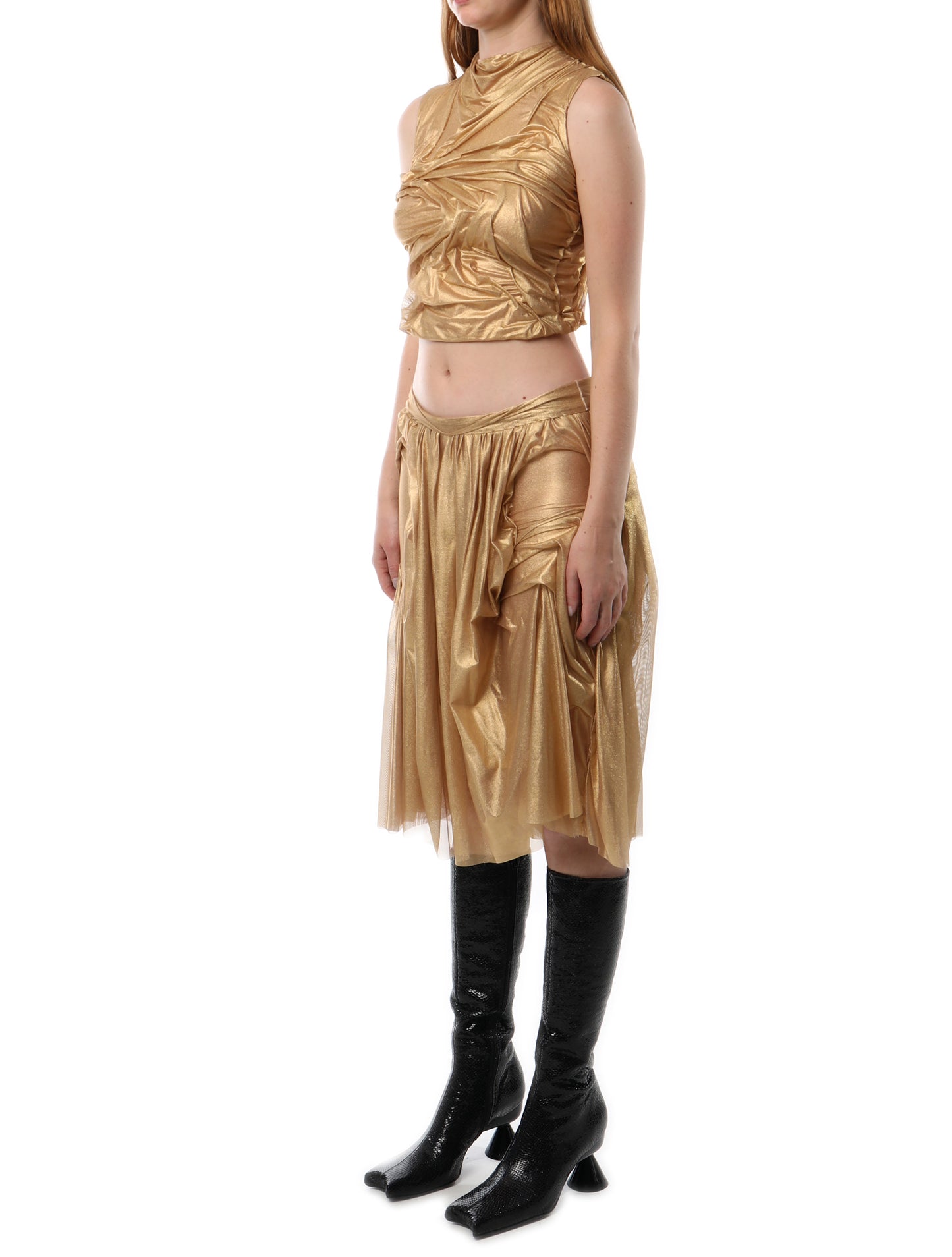Di Petsa Gold Wetlook Skirt