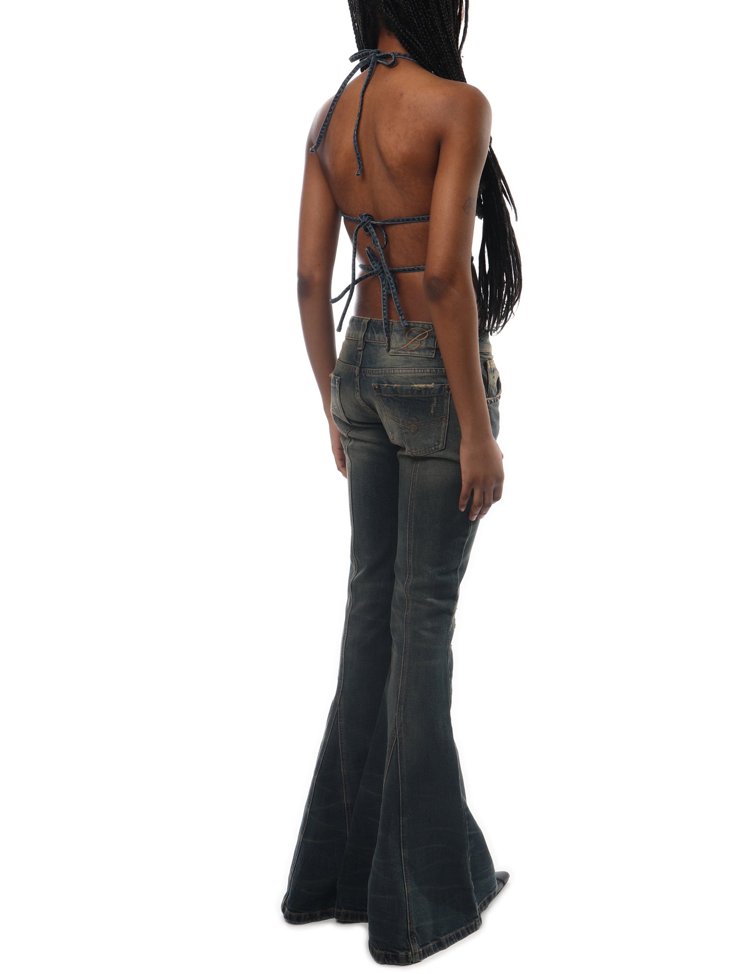 Blumarine Studded Cross Denim Top