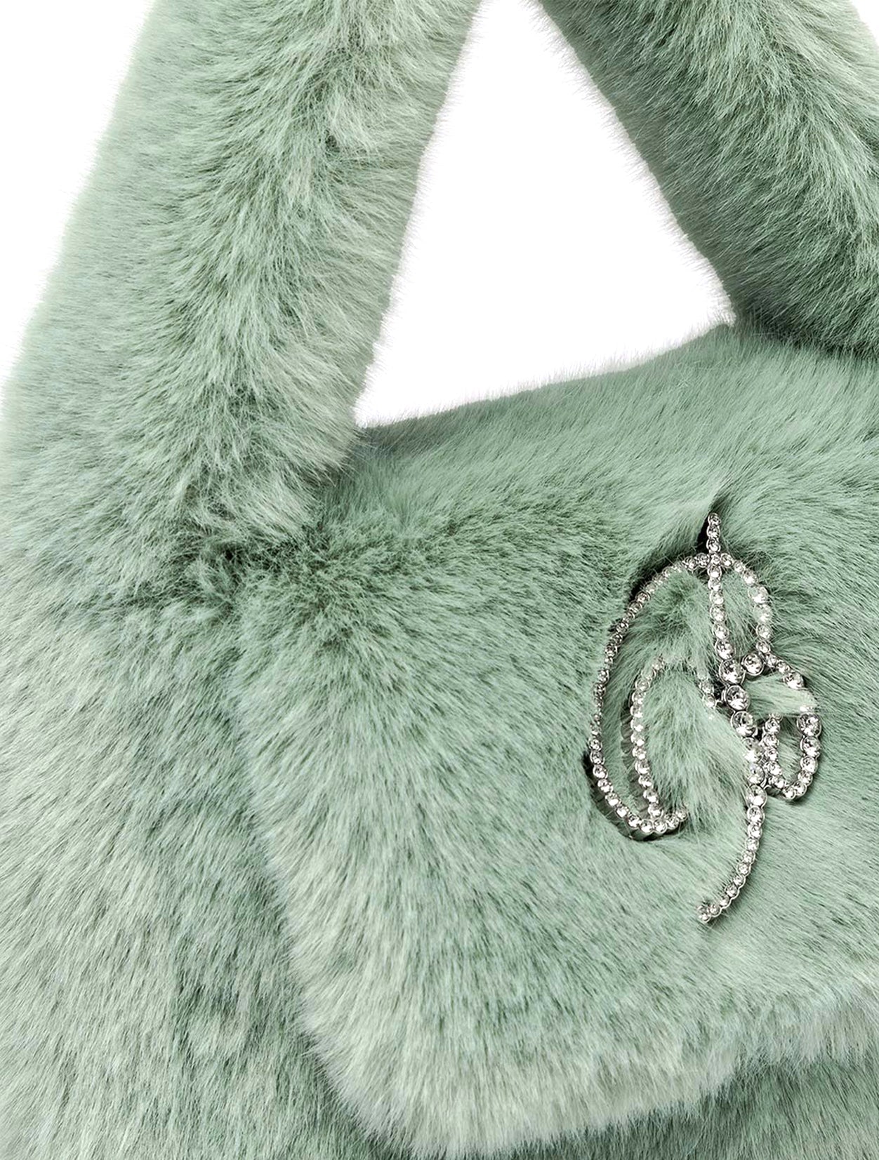 Blumarine Eco Fur Green Embellished Bag