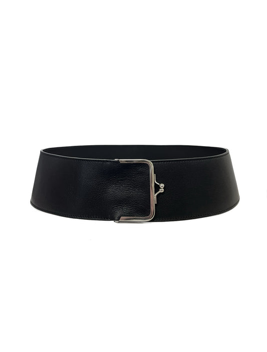 Fidan Novruzova Single Clasp Black Leather Belt
