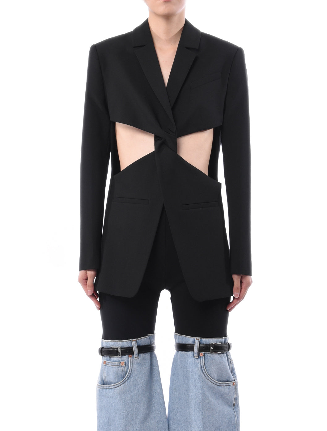 Coperni Twisted Cut-Out Tailored Black Jacket