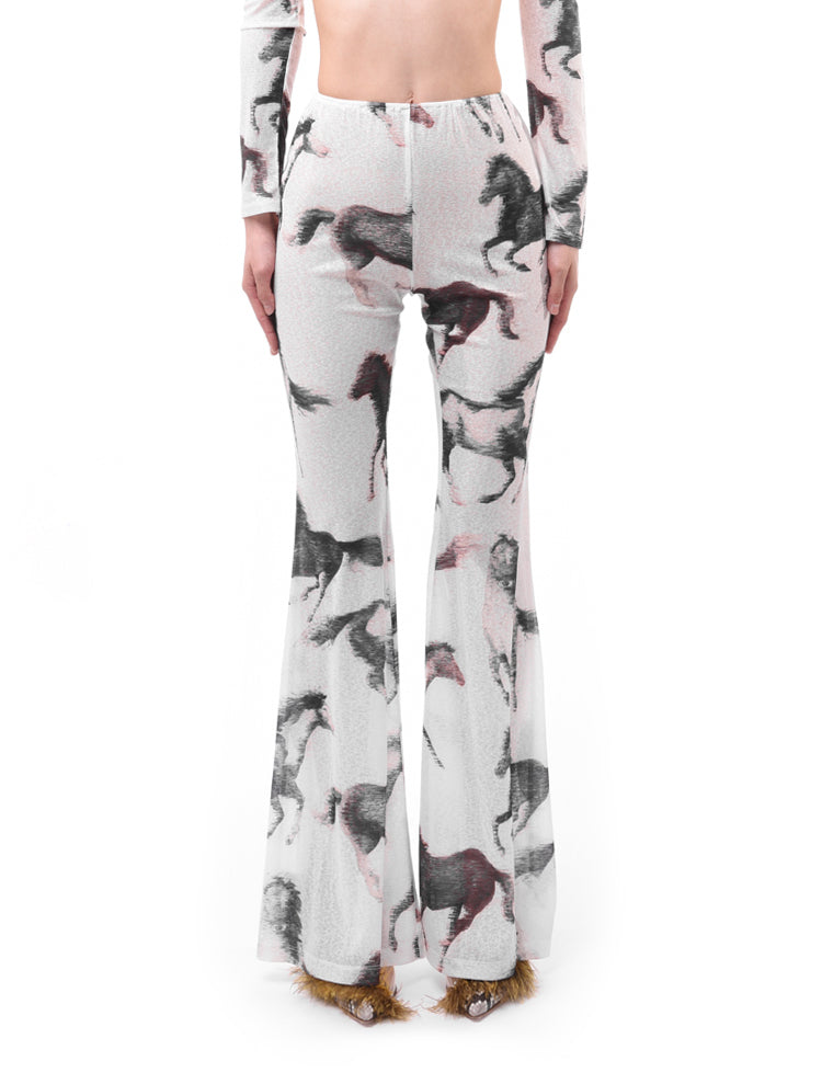 Yuhan Wang Horse Print Flared Trousers