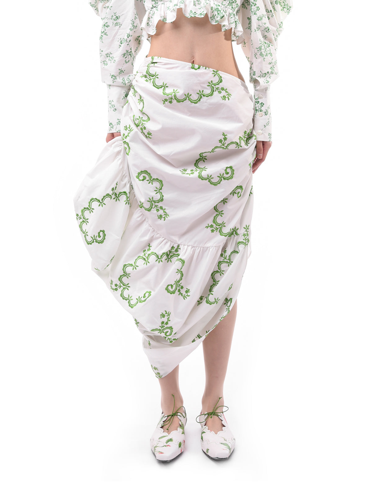 Yuhan Wang Embroidered Asymmetric Draped Skirt