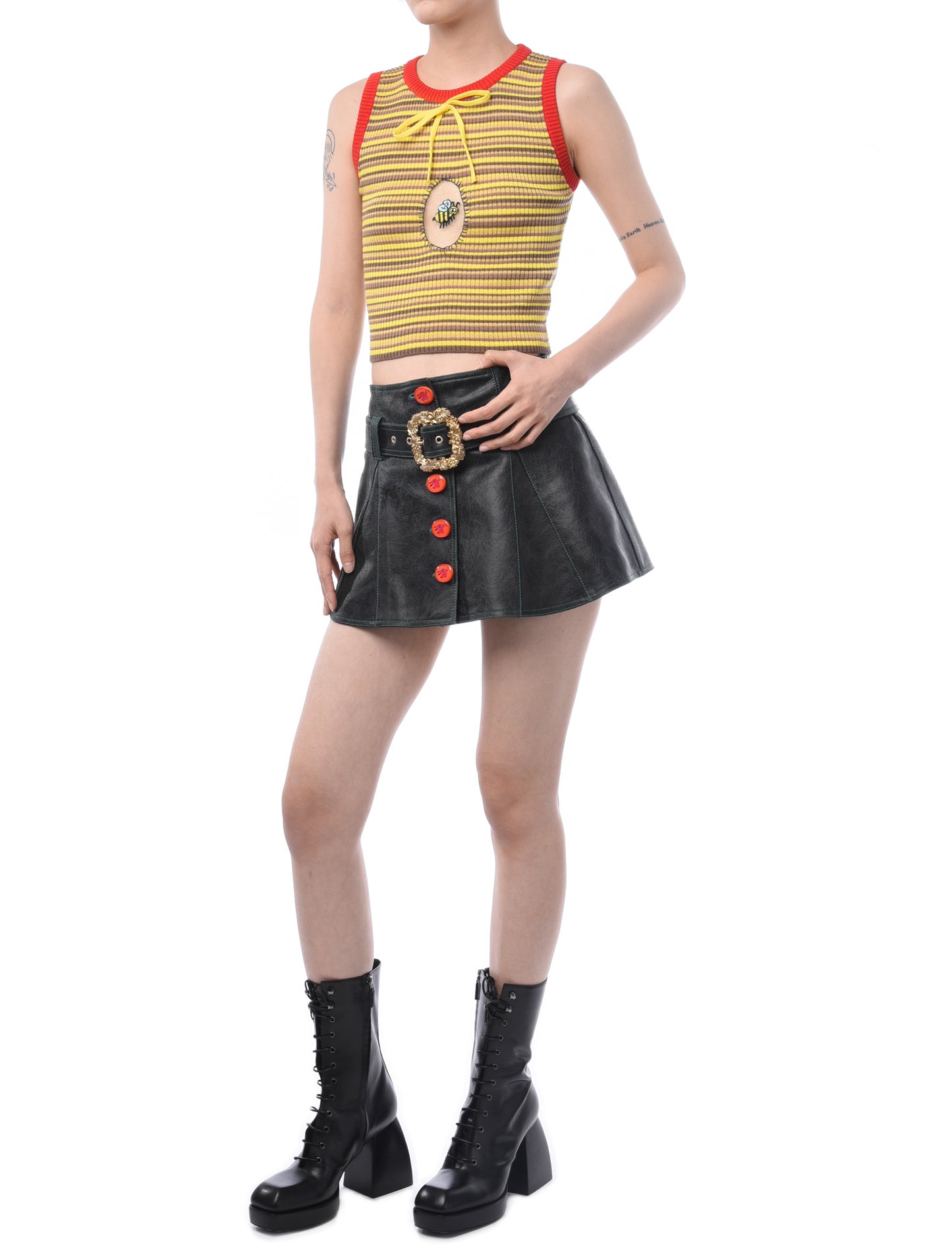Cormio Gloria Striped Knit Top Yellow