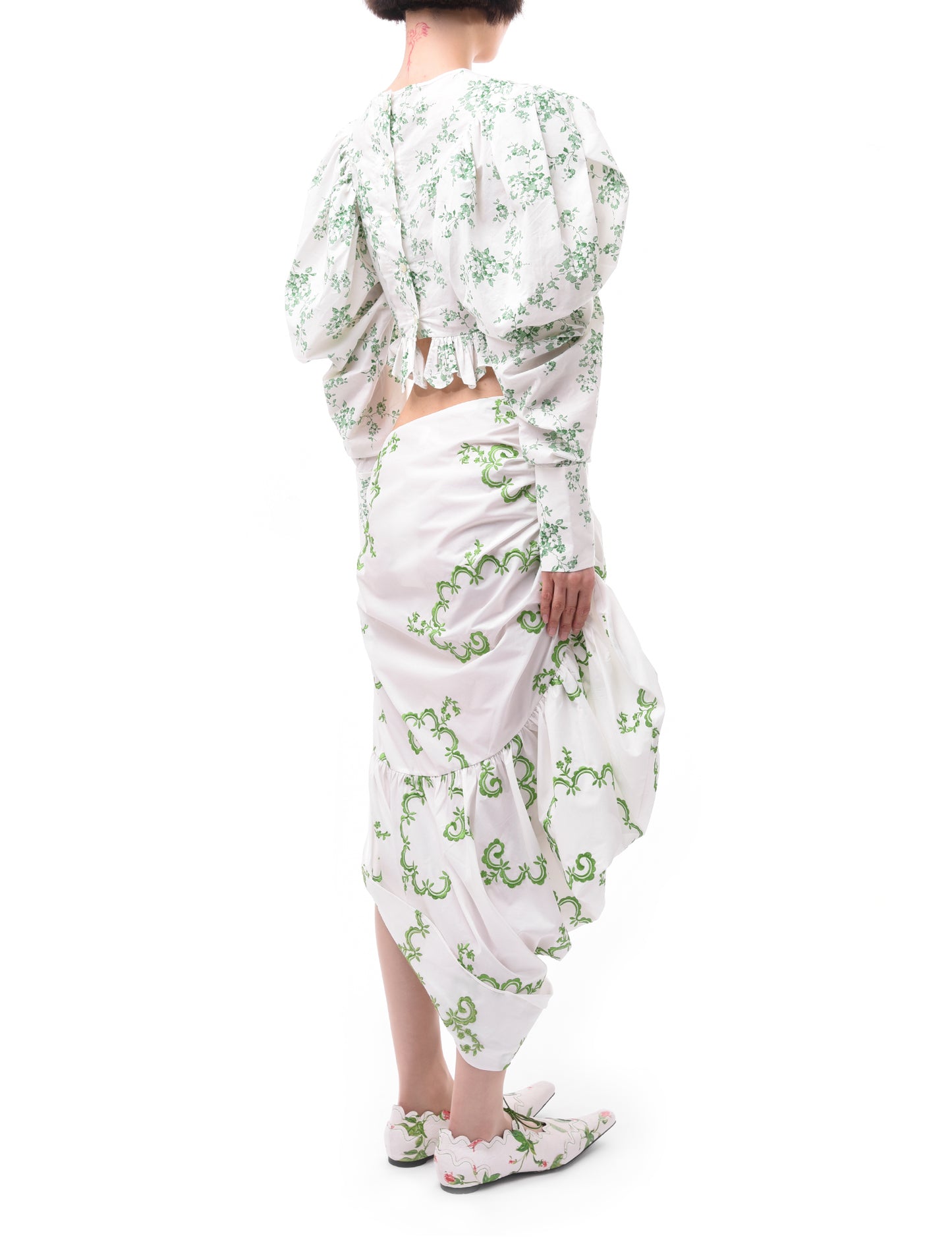 Yuhan Wang Embroidered Asymmetric Draped Skirt