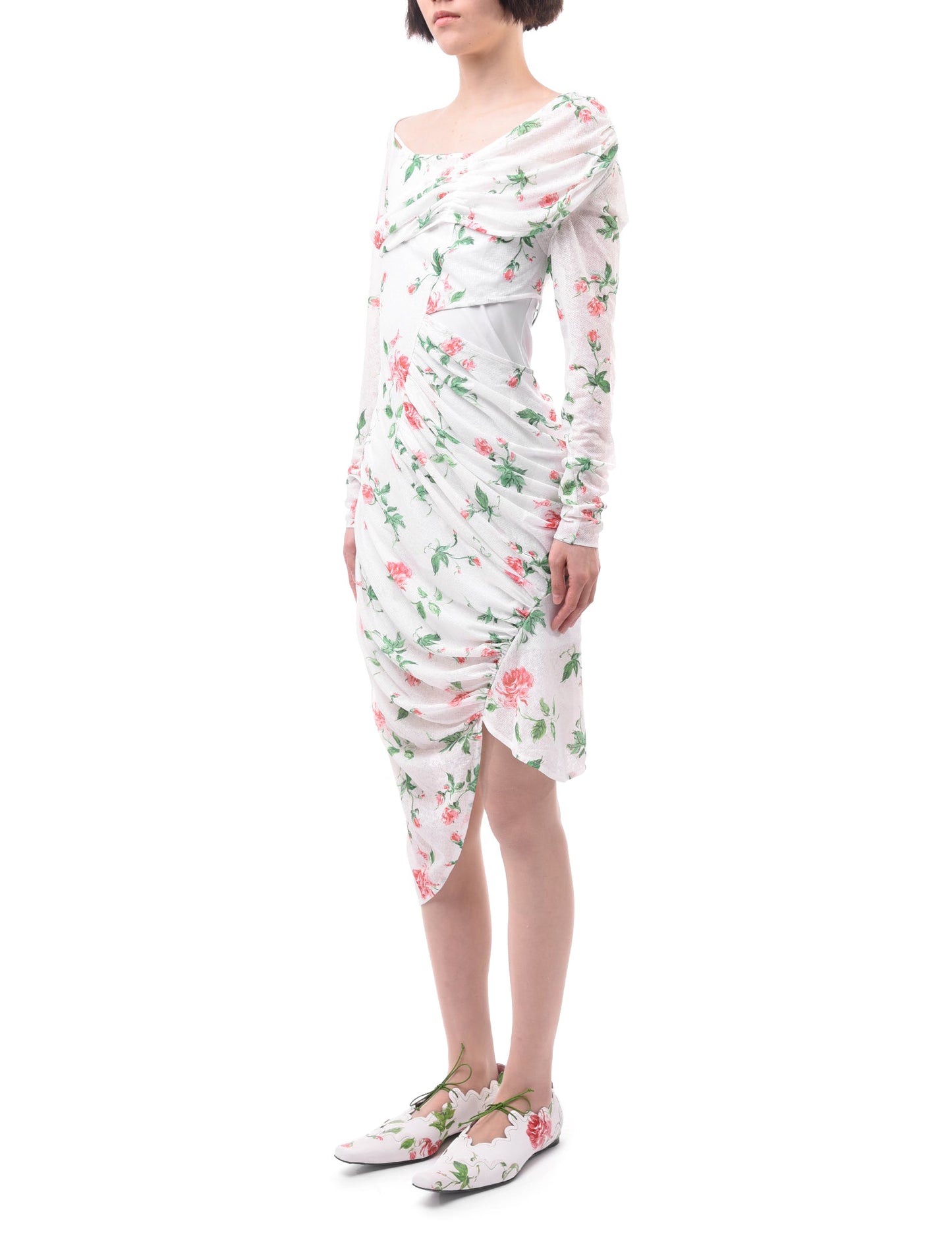 Yuhan Wang Rose Floral Draped Dress