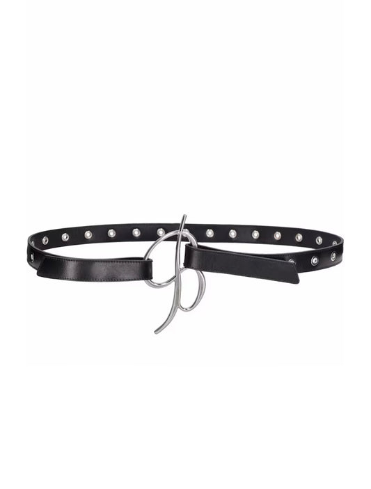 Blumarine Black Leather Logo Belt