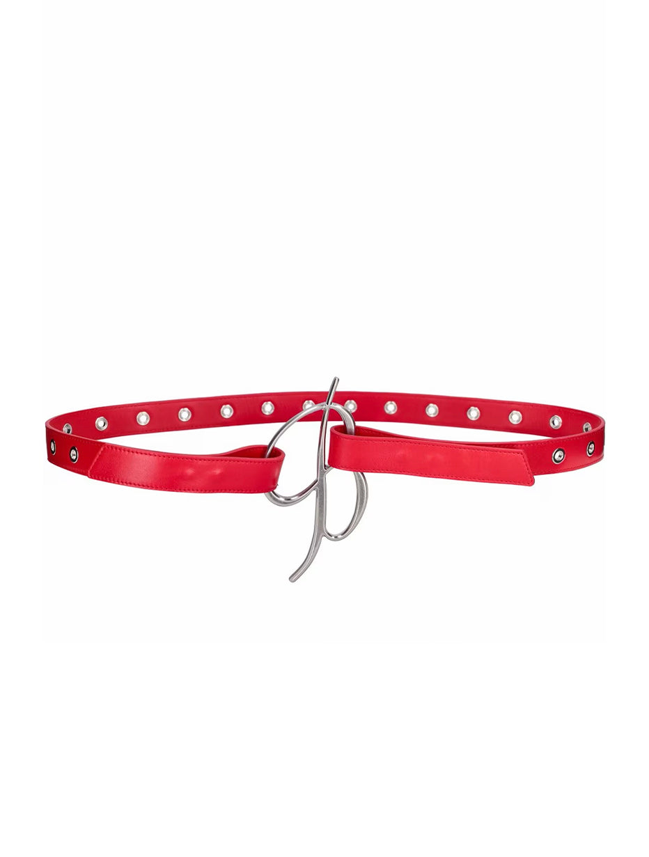Blumarine Red Leather Logo Belt