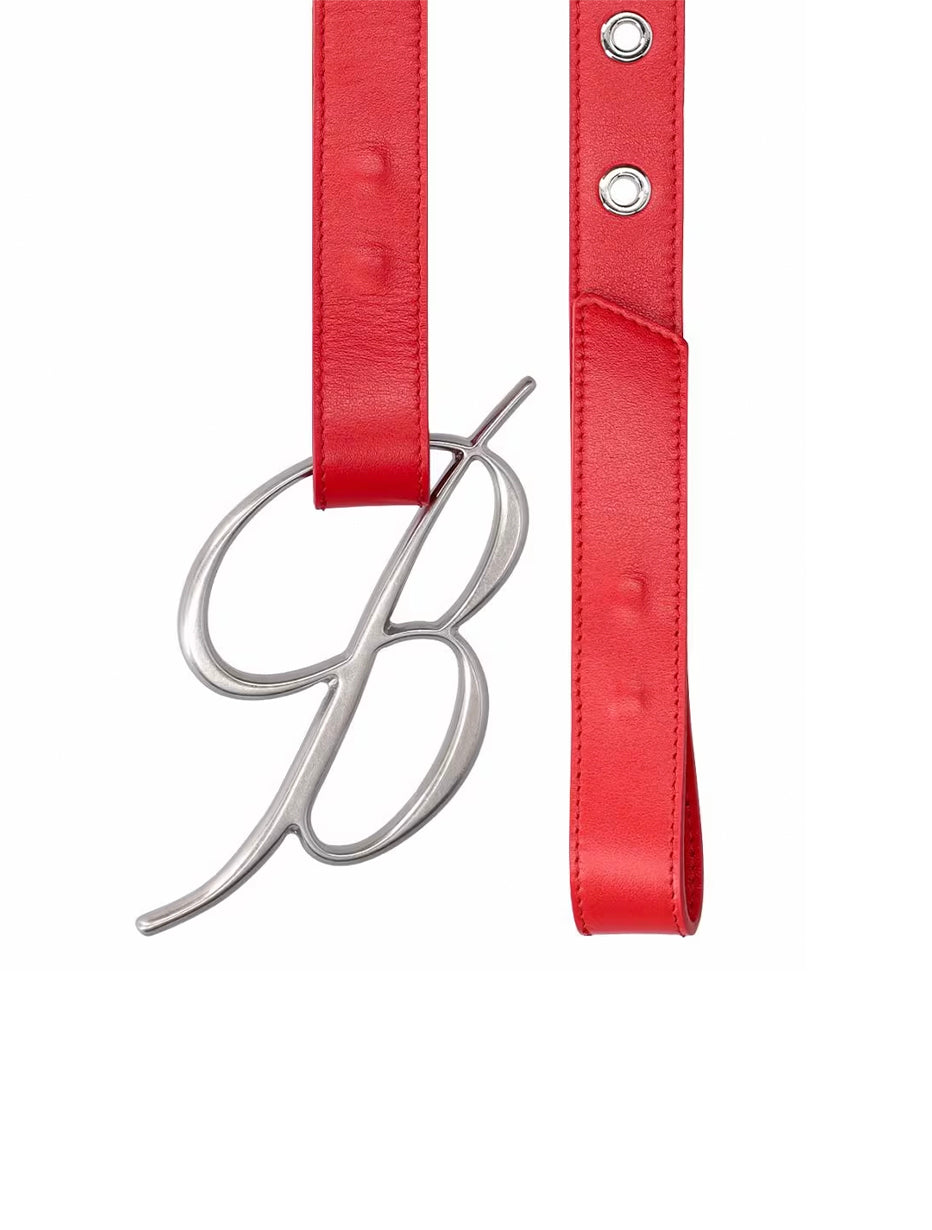 Blumarine Red Leather Logo Belt