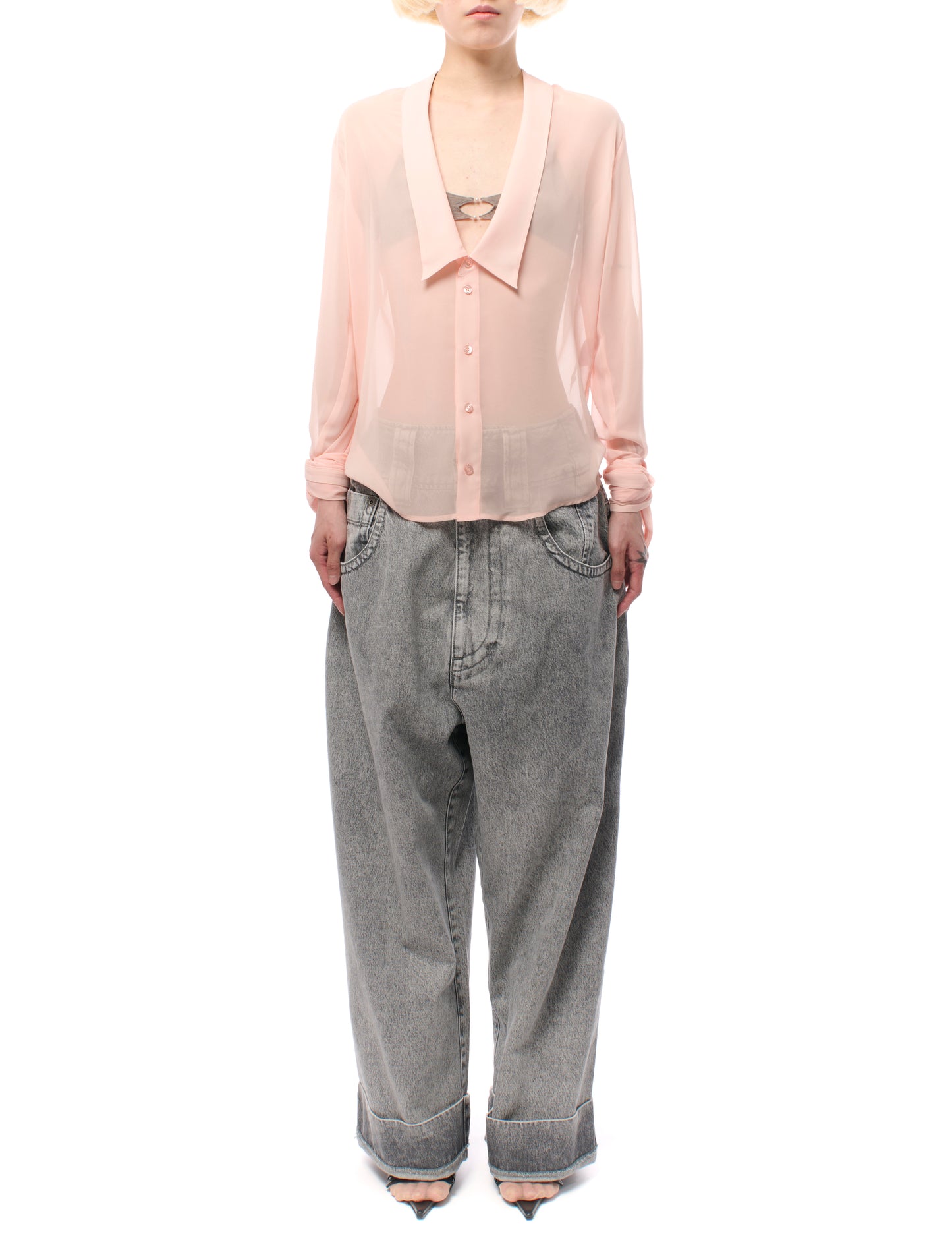 Coperni Open Collar Peach Shirt