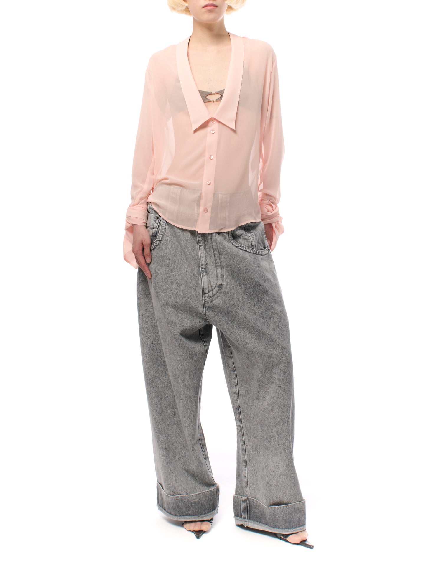 Coperni Open Collar Peach Shirt