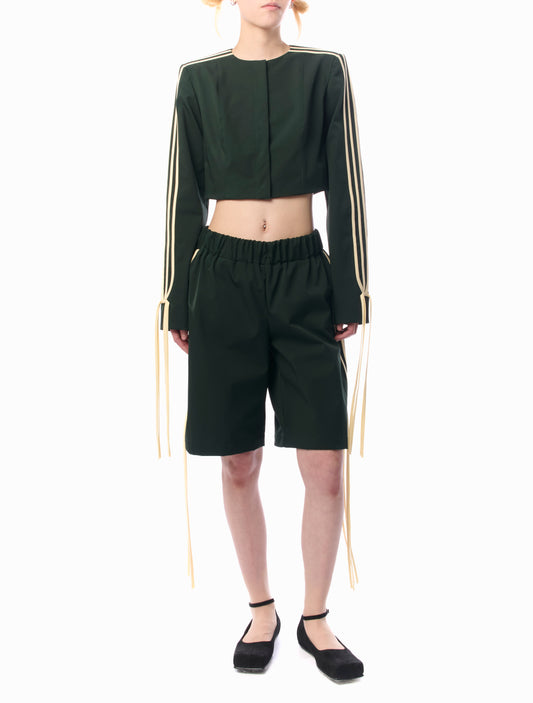 Fidan Novruzova Giada Bow Stripe Green Shorts