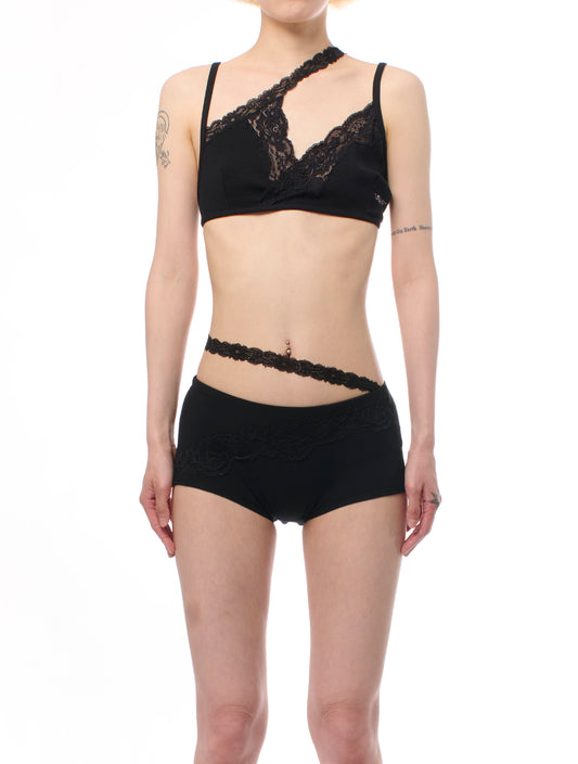 Vaillant Asymmetric Lace Black Ribbed Bra