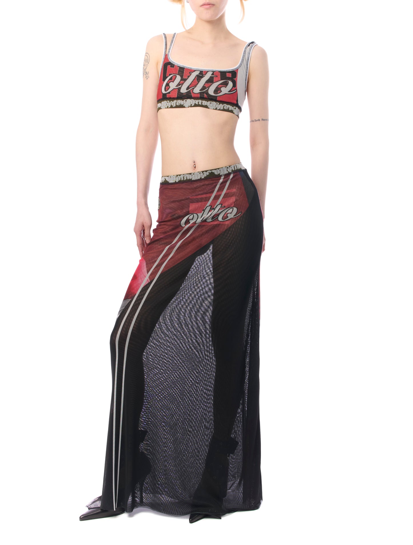 Ottolinger Soccer Print Mesh Maxi Skirt