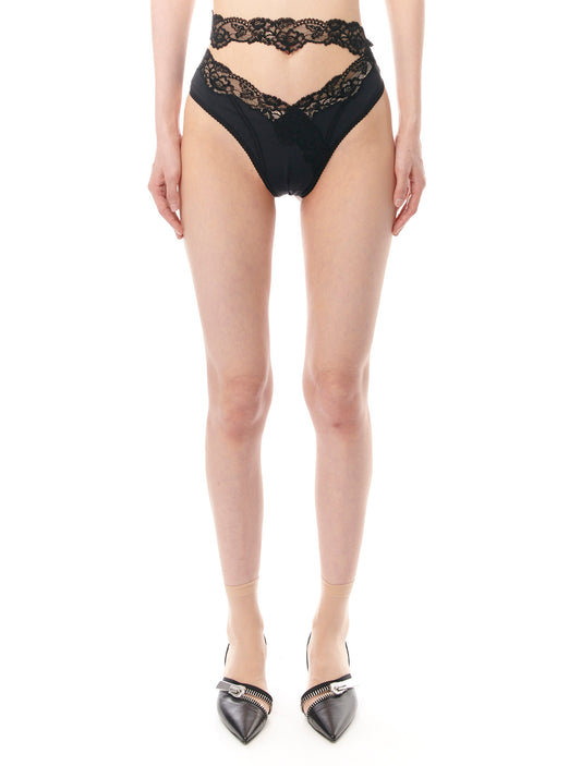 Vaillant Asymmetric Lace Black Panties