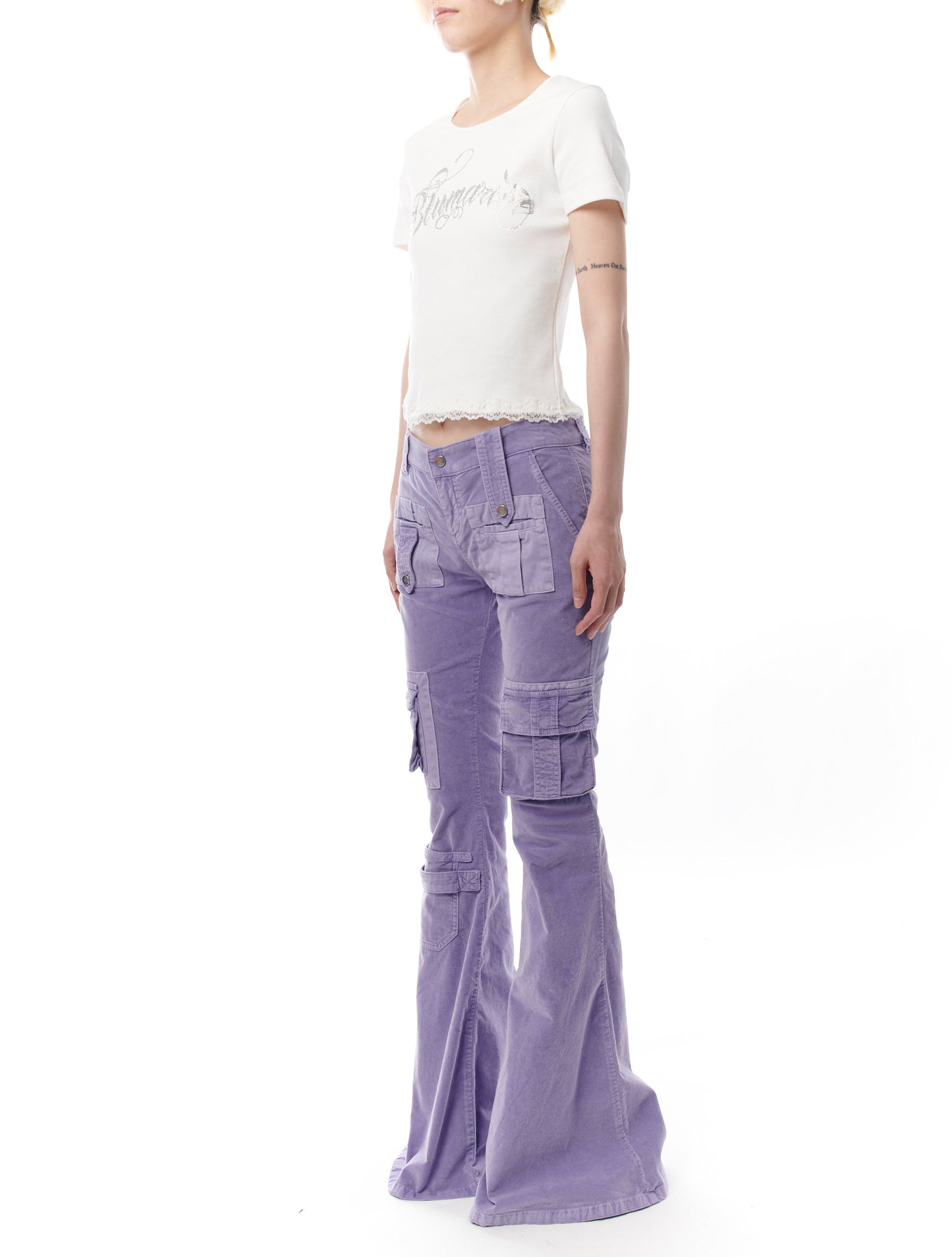Blumarine Purple Velvet Flared Trousers
