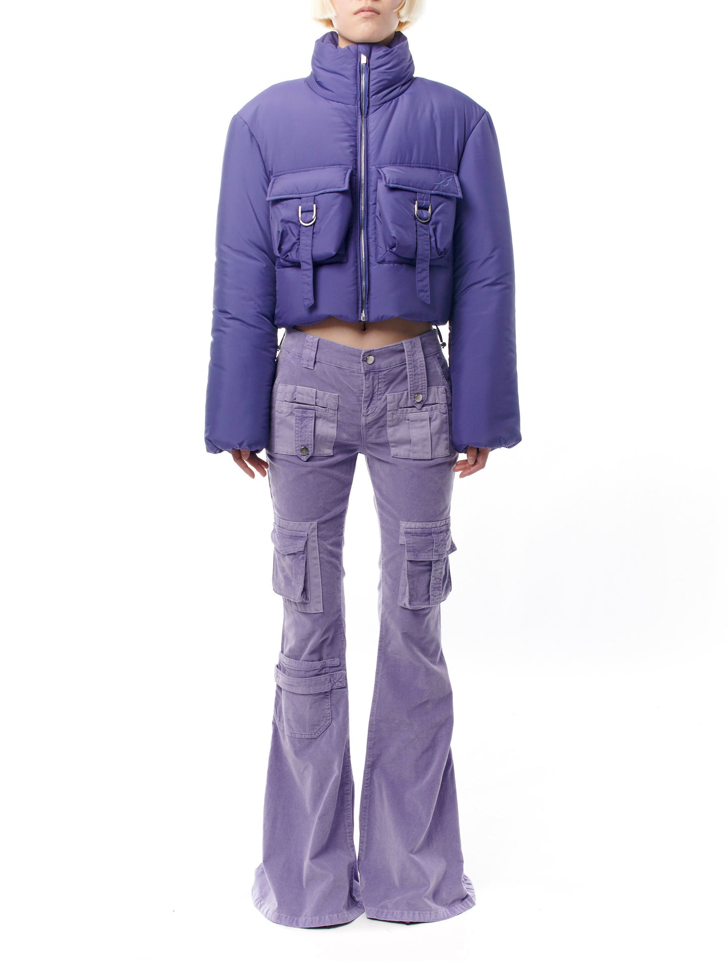Blumarine Purple Cargo Puffer Jacket