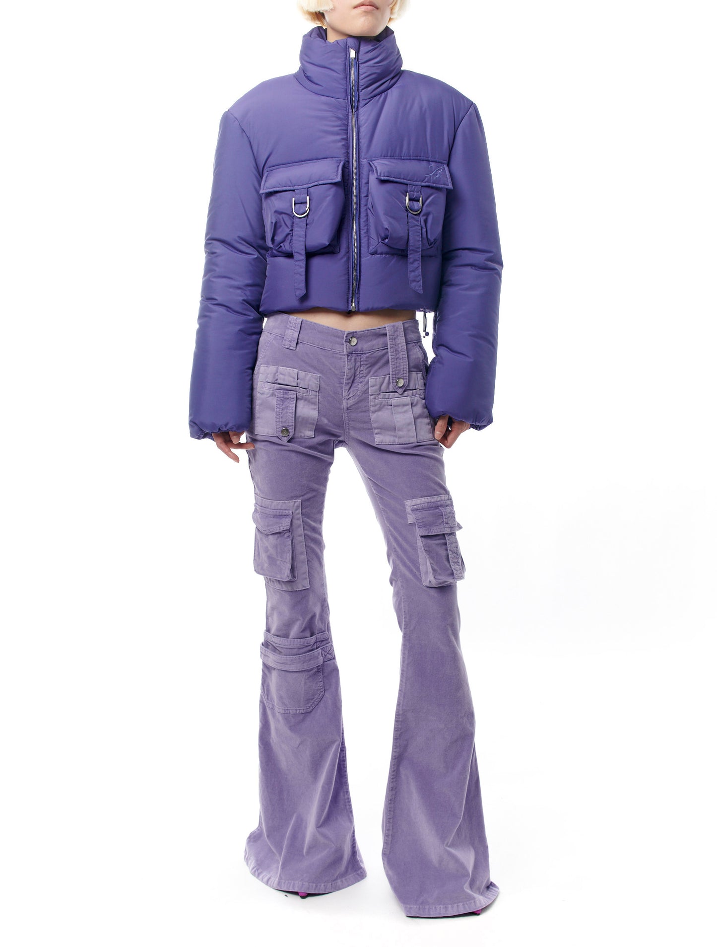 Blumarine Purple Cargo Puffer Jacket