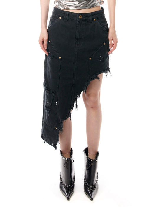 Vaquera Black Denim Workwear Skirt