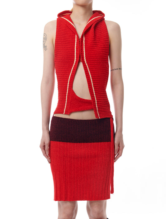 Ottolinger Hooded Knit Mini Red Dress