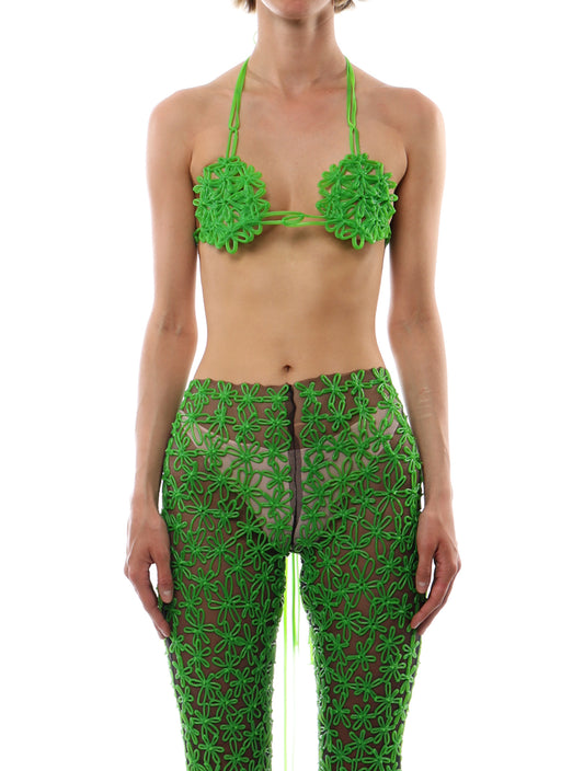 Kasia Kucharska Green Flower Bikini Top