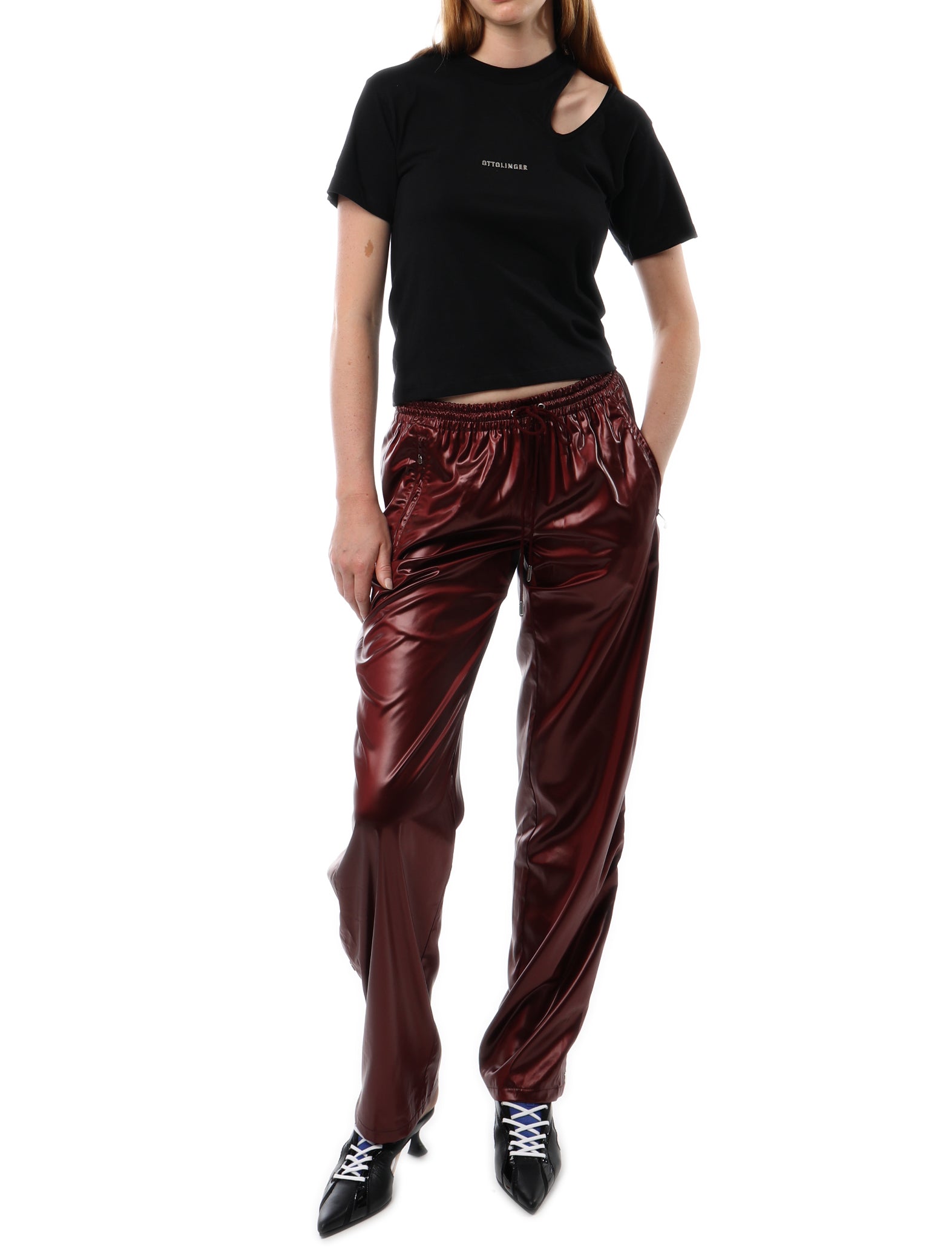 Satin discount track pants