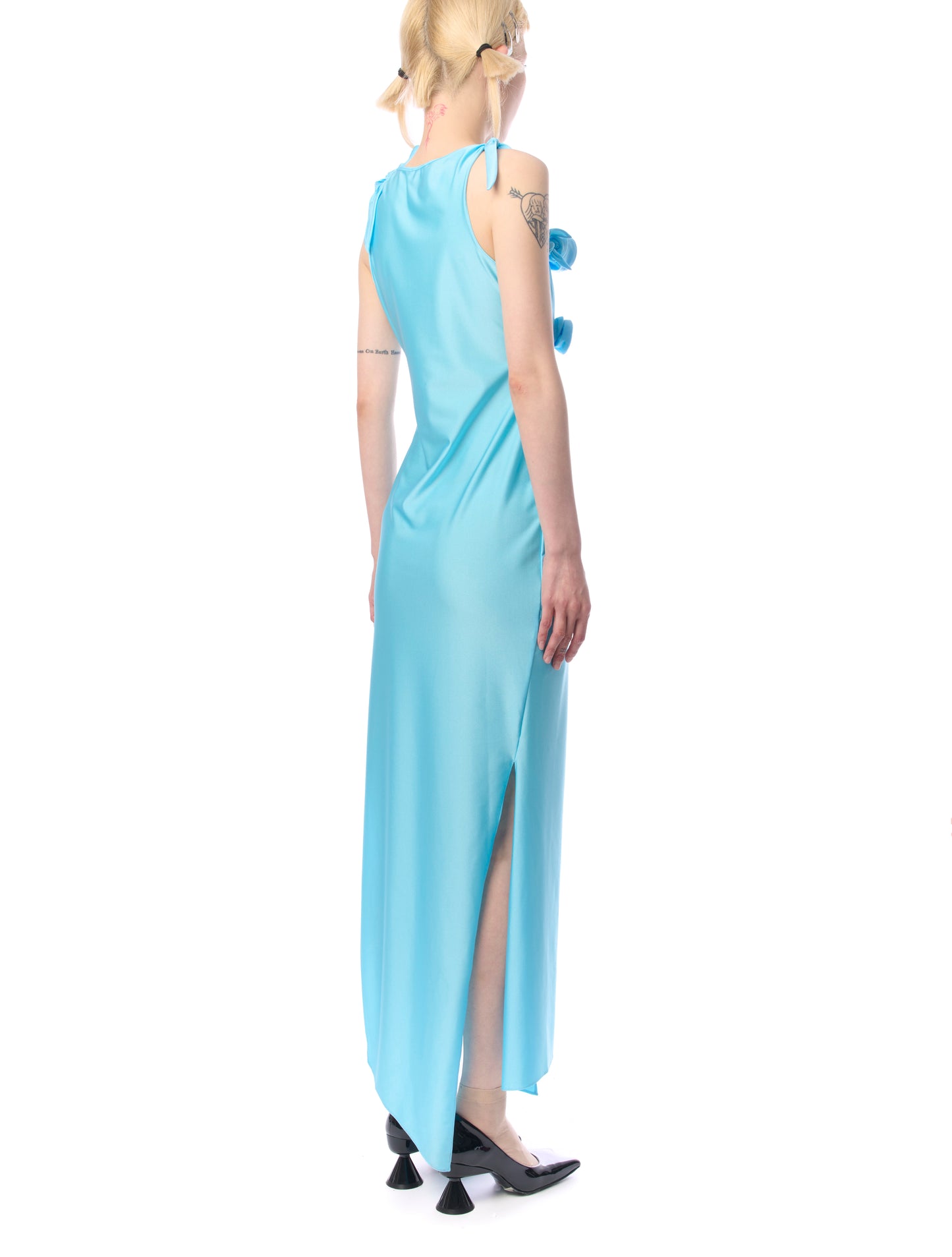 Coperni Turquoise Asymmetric Flower Gown