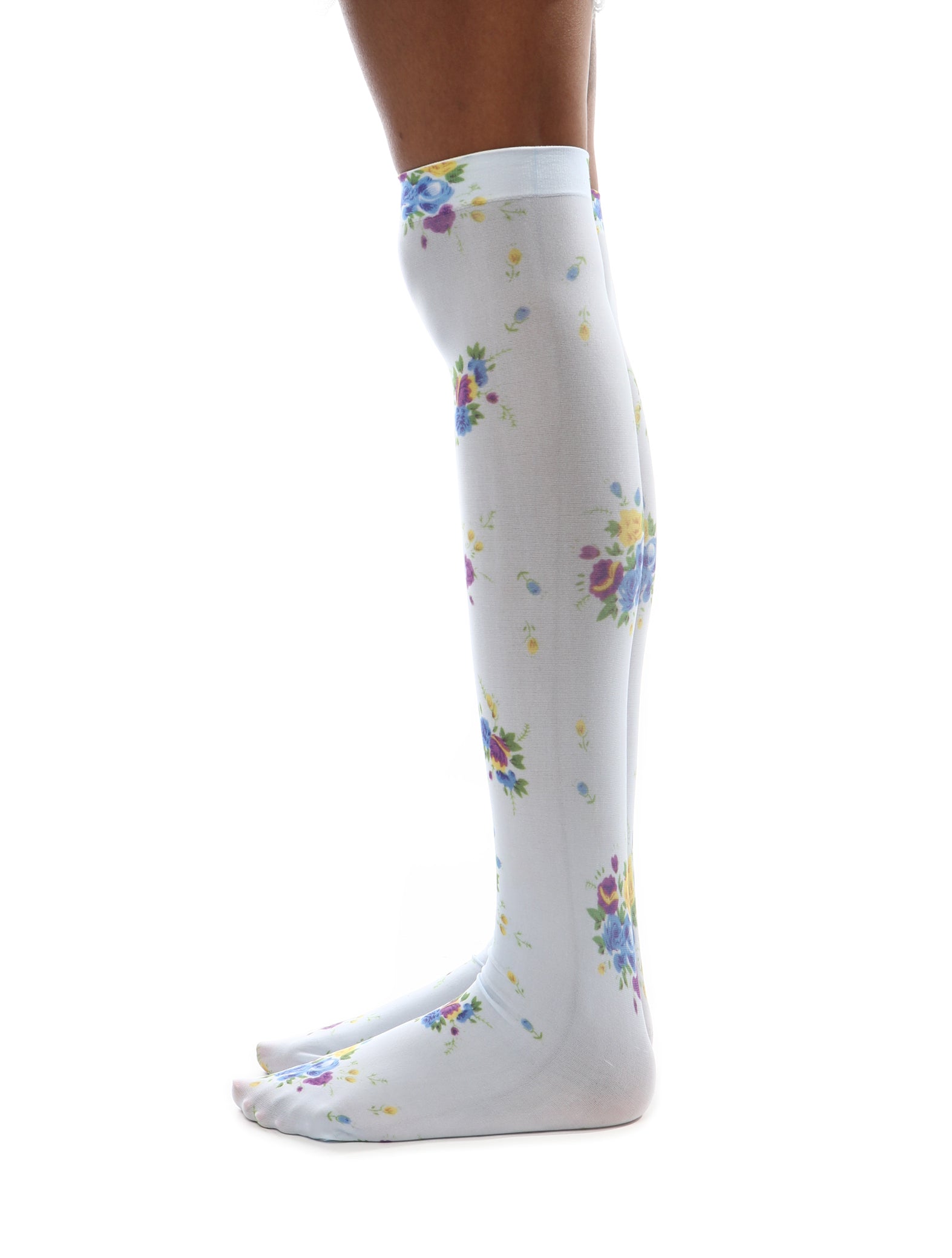 Yuhan Wang Blue Knee High Floral Socks