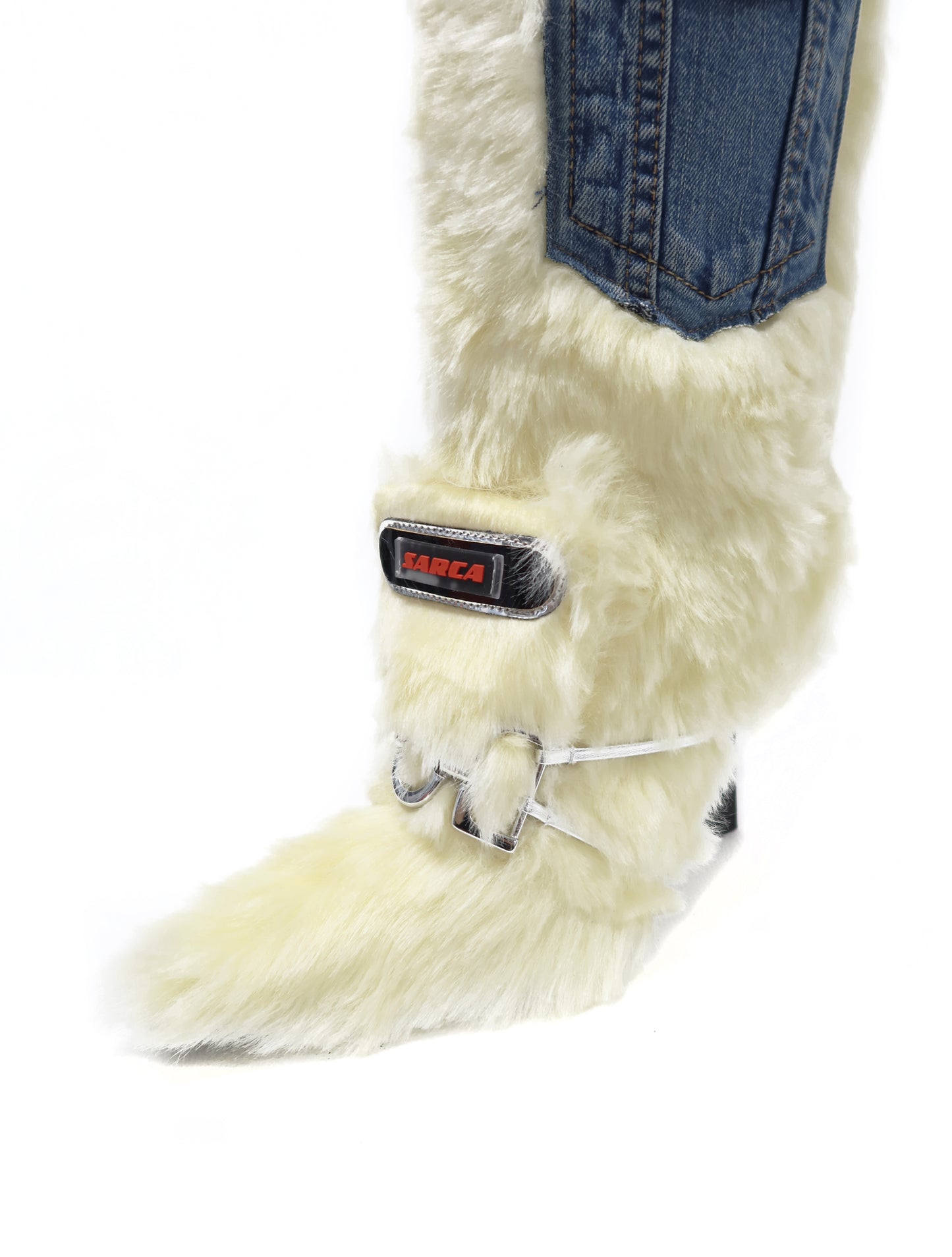 Ancuta Sarca Denim Faux Fur Knee High Boots